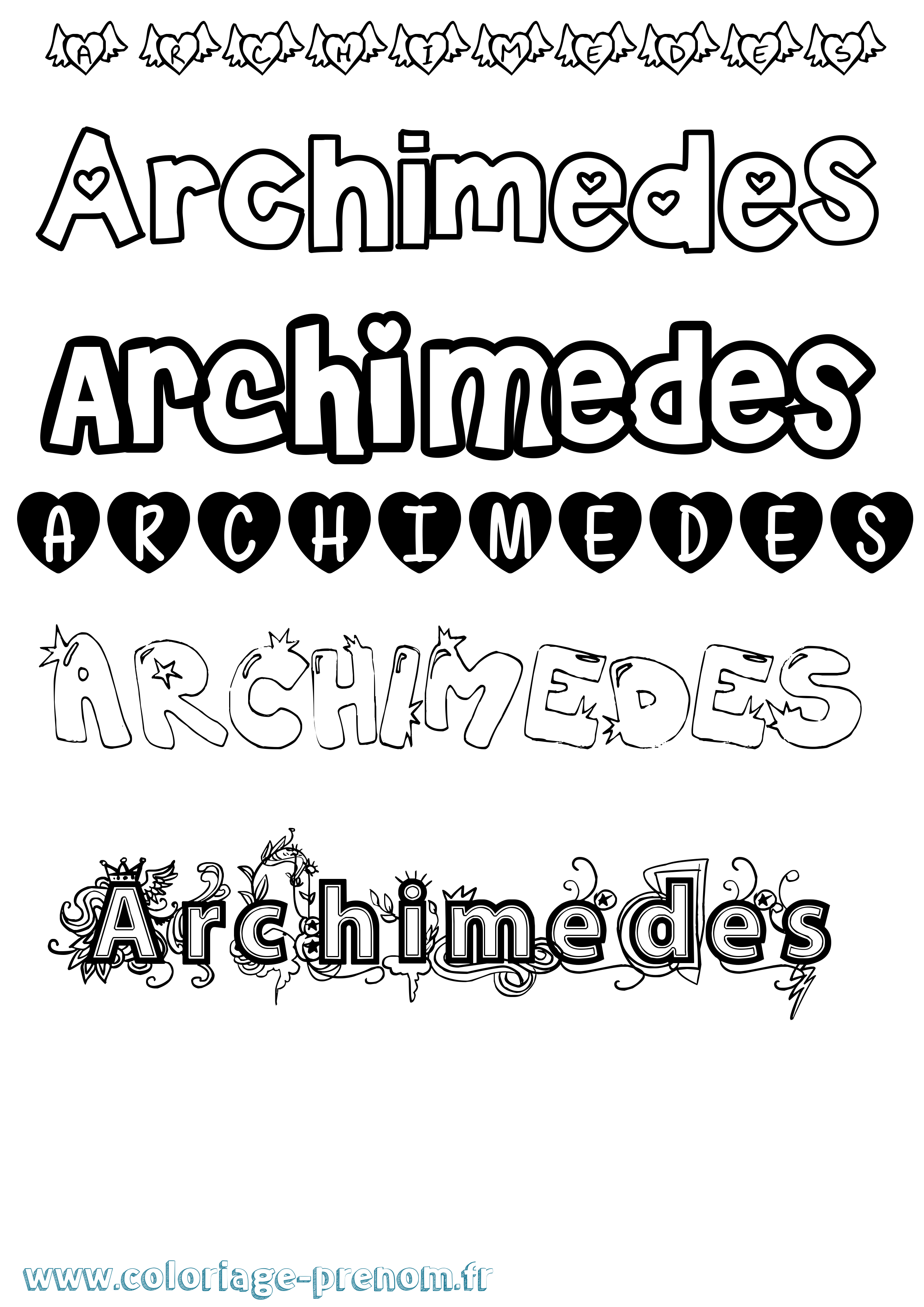 Coloriage prénom Archimedes Girly