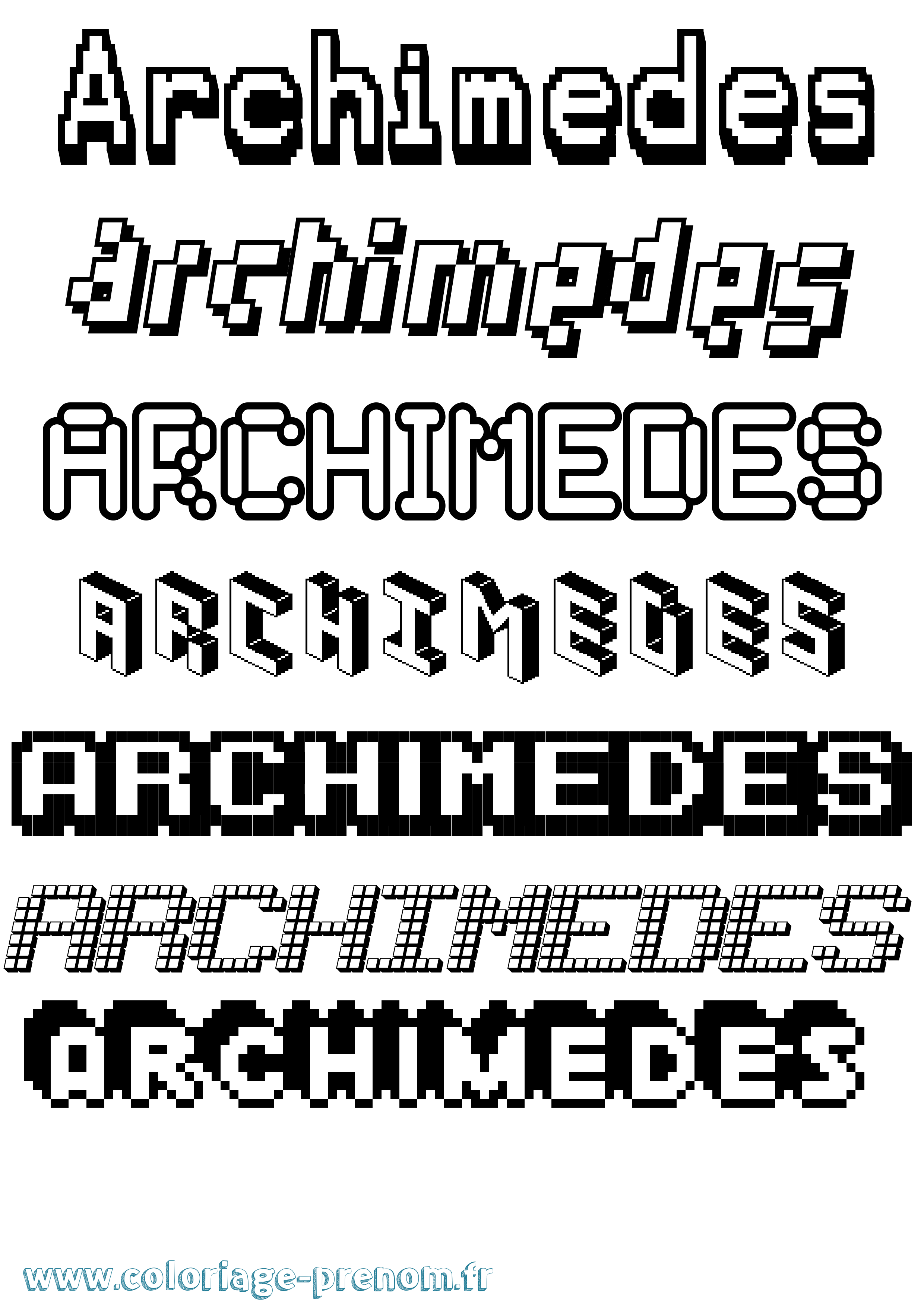 Coloriage prénom Archimedes Pixel