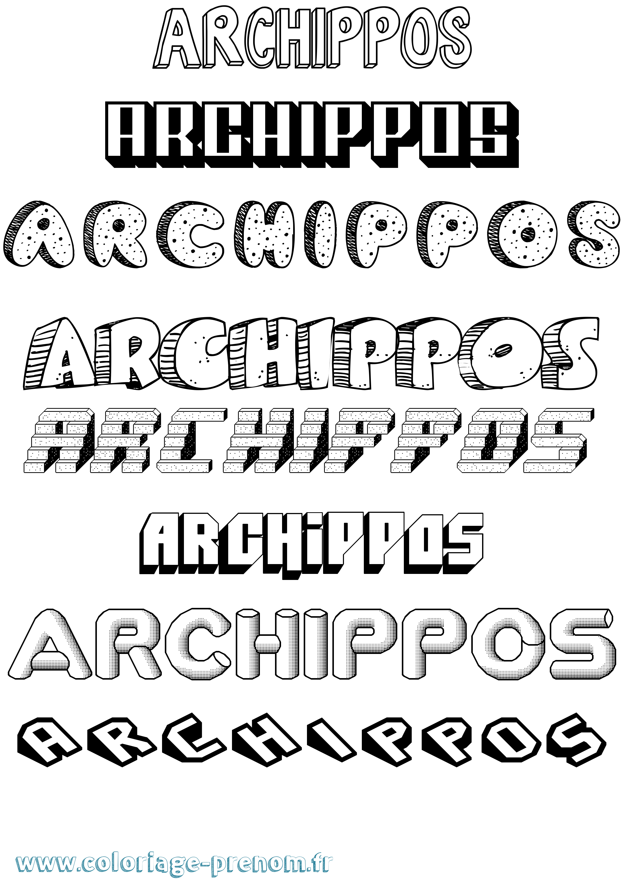 Coloriage prénom Archippos Effet 3D