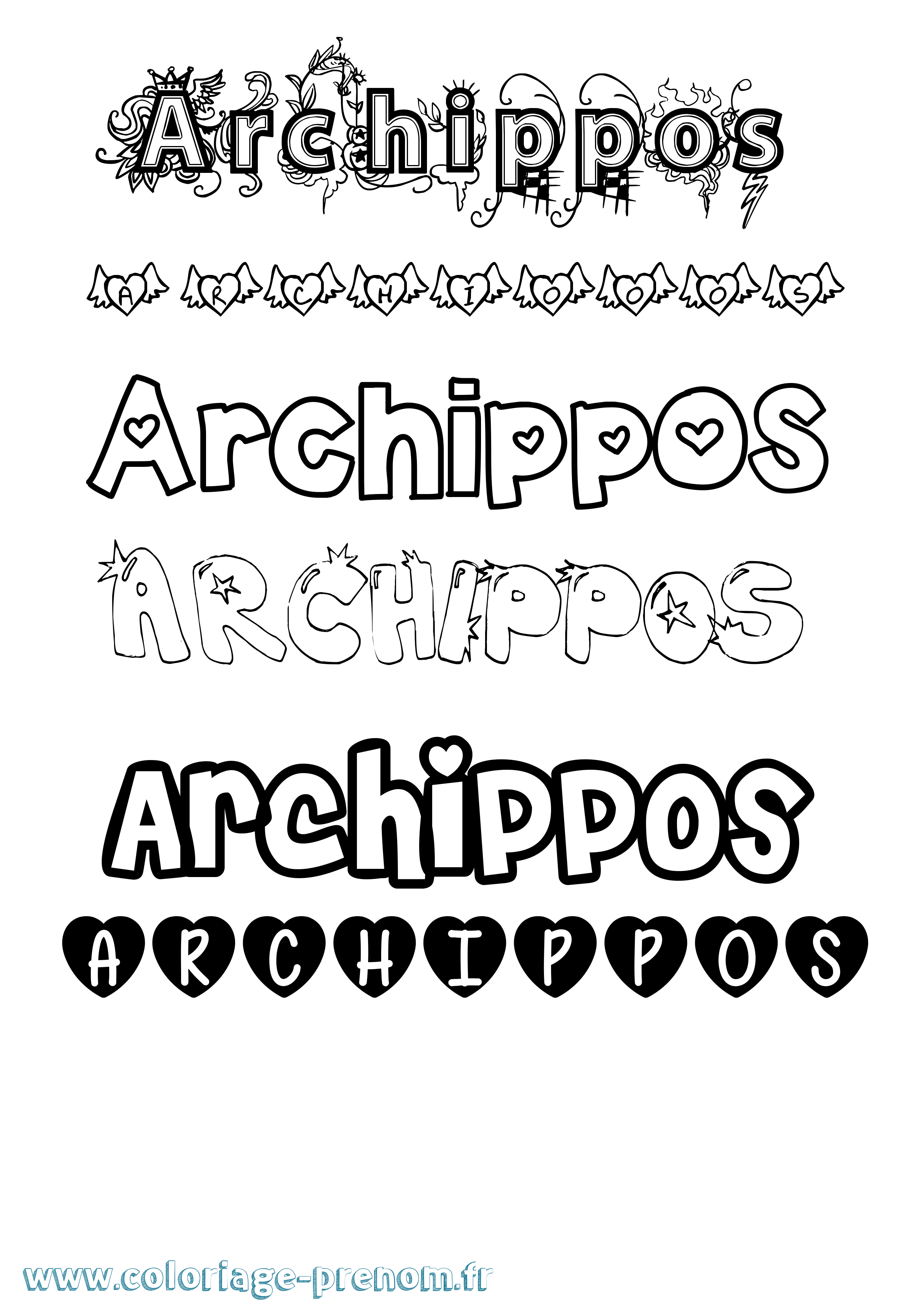 Coloriage prénom Archippos Girly