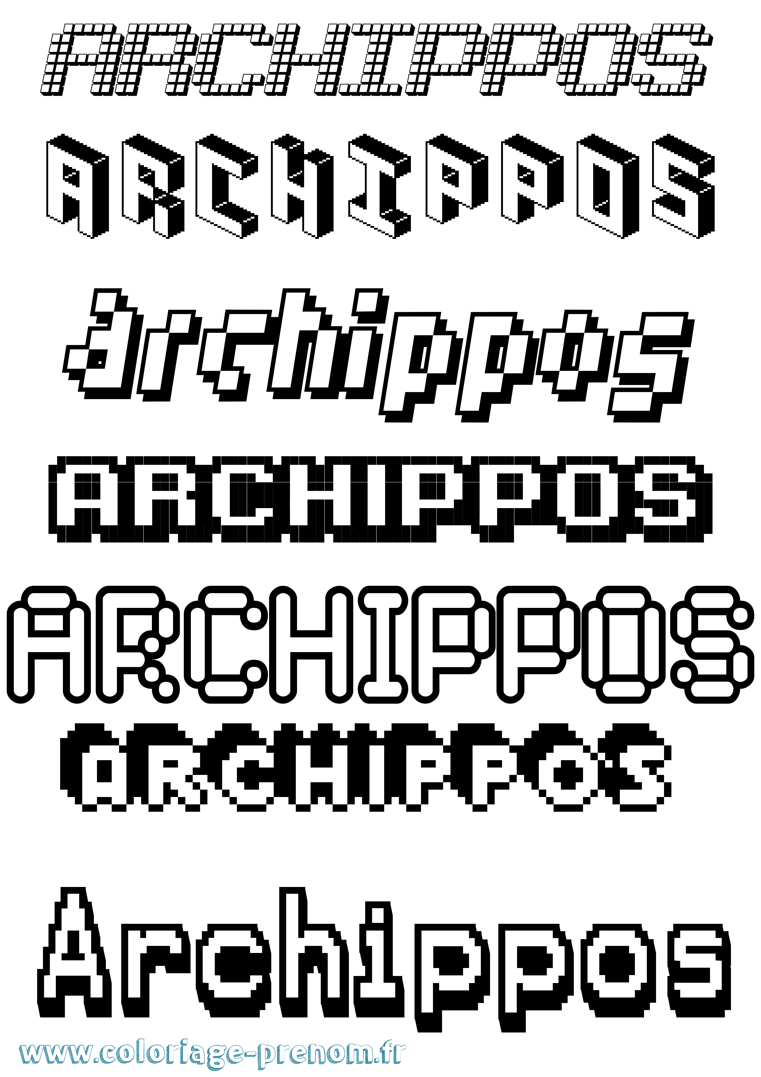 Coloriage prénom Archippos Pixel