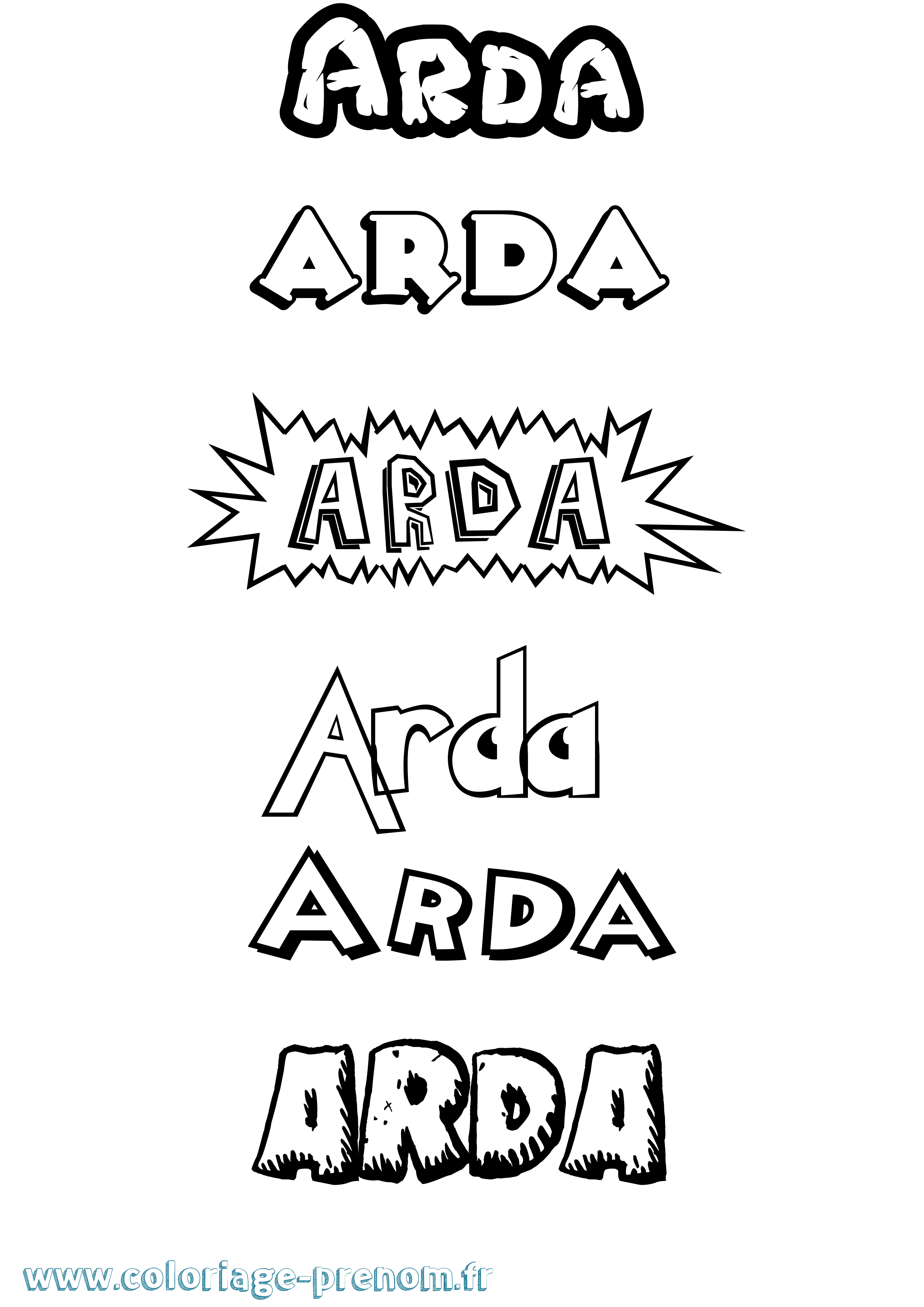 Coloriage prénom Arda