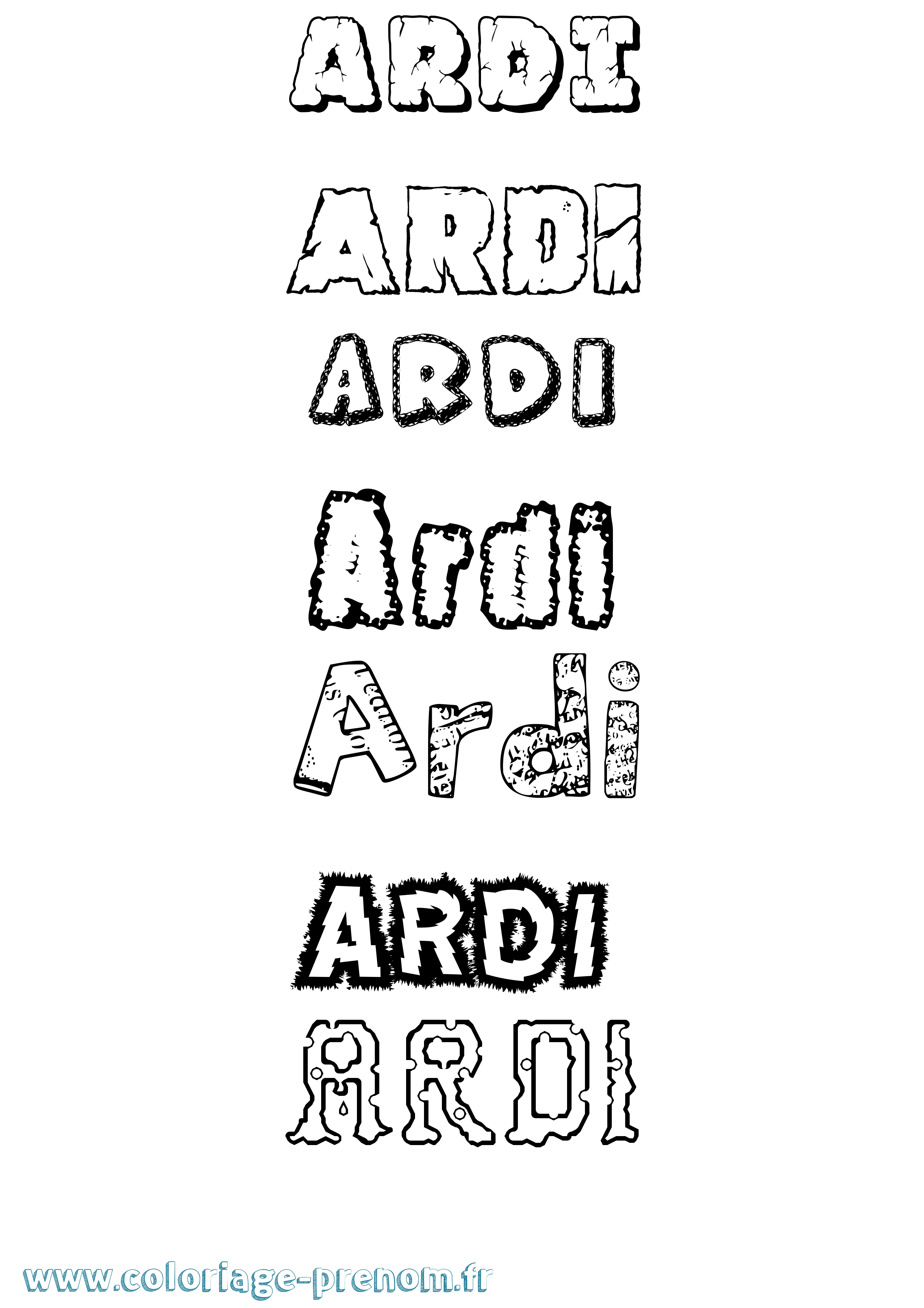 Coloriage prénom Ardi Destructuré