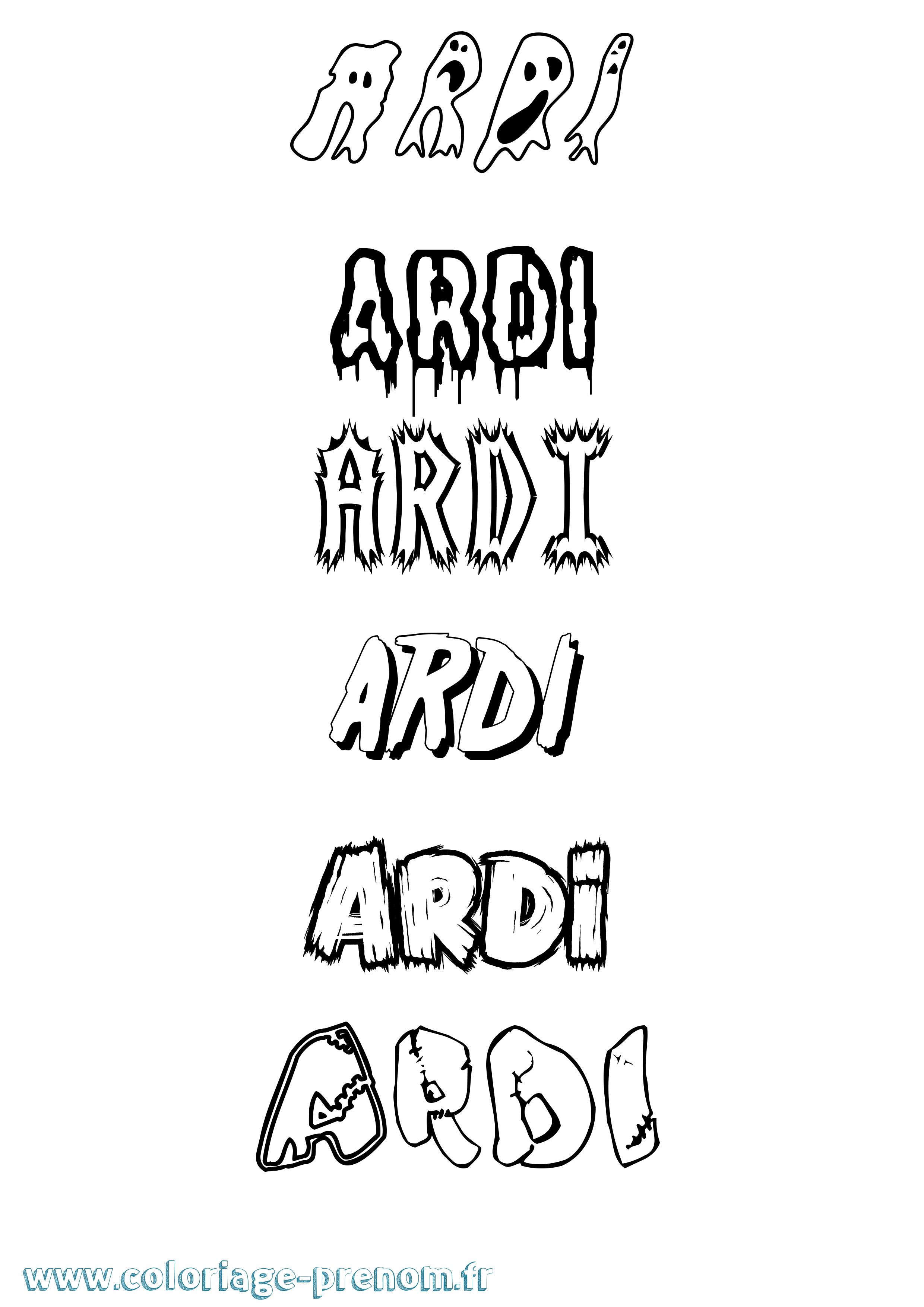 Coloriage prénom Ardi Frisson