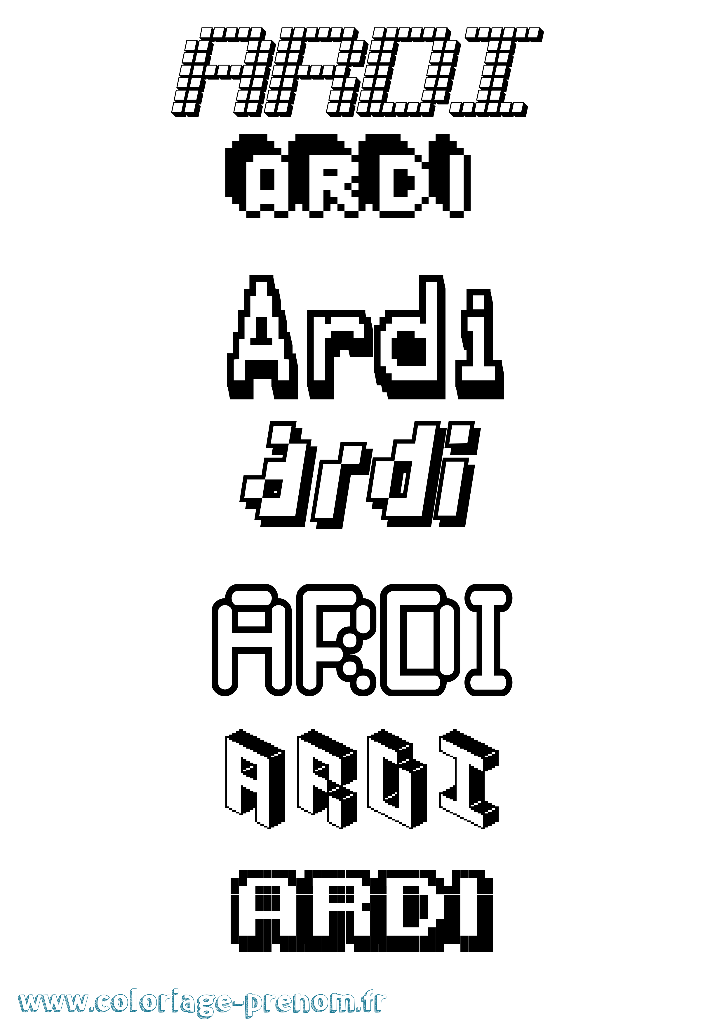 Coloriage prénom Ardi Pixel