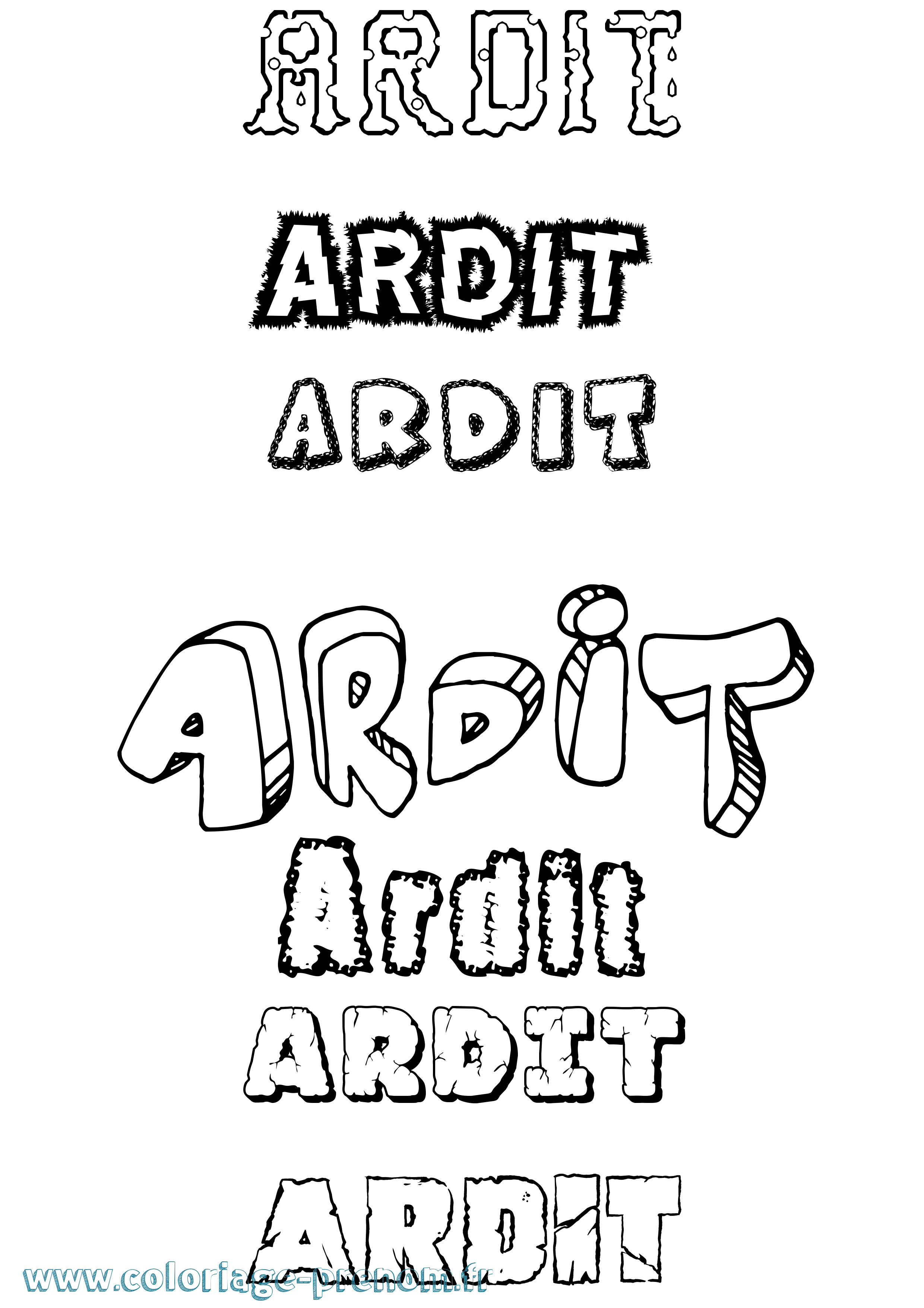 Coloriage Ardit Destructuré Coloriage prénom Ardit Destructuré