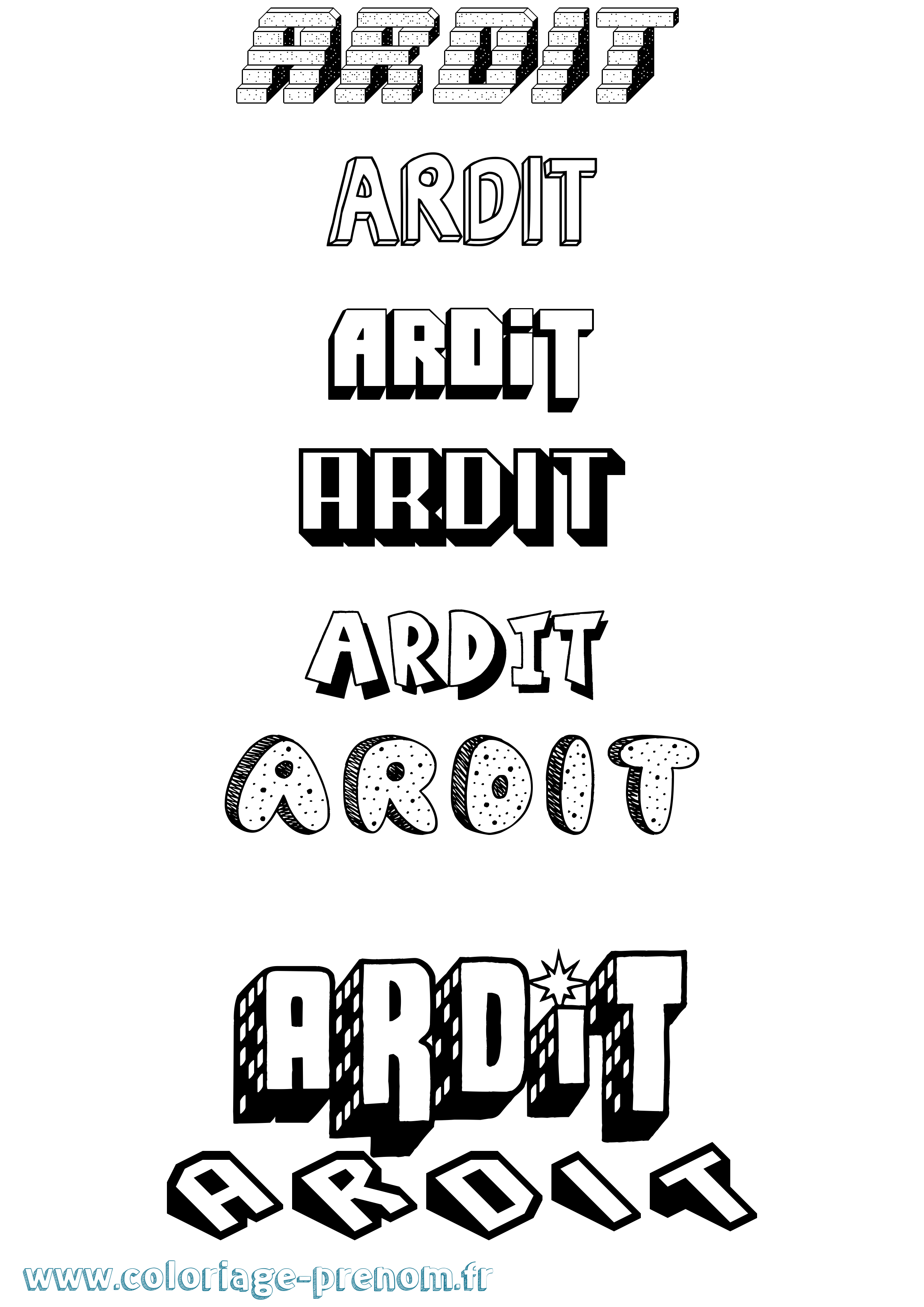 Coloriage Ardit Effet 3D Coloriage prénom Ardit Effet 3D