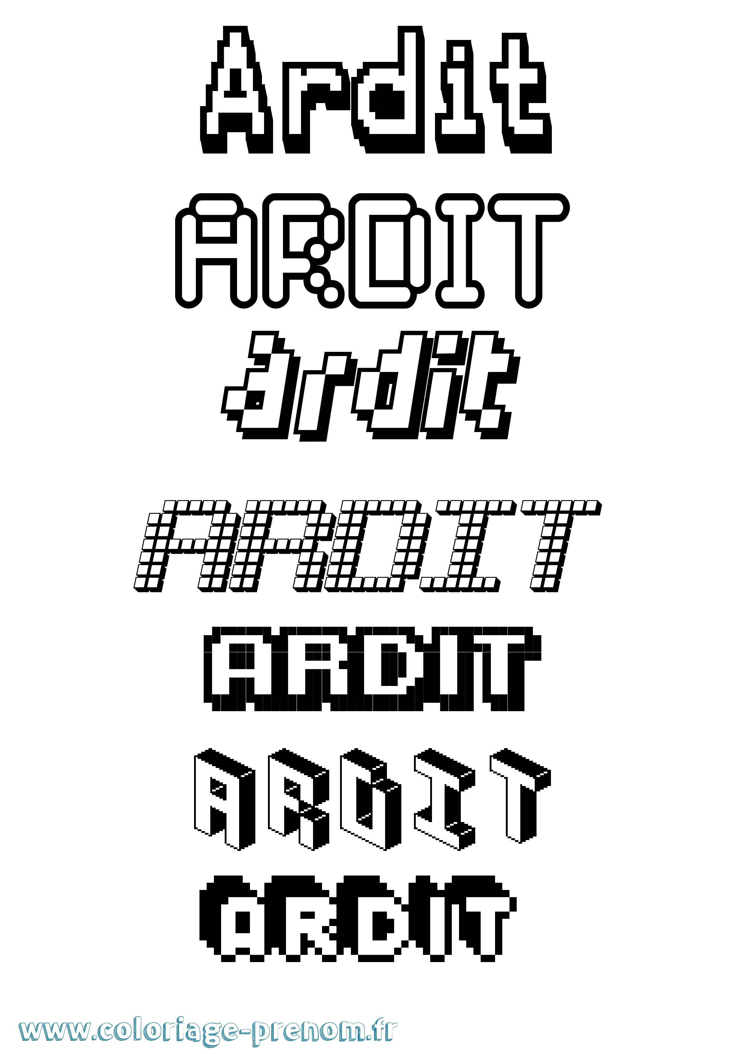 Coloriage Ardit Pixel Coloriage prénom Ardit Pixel