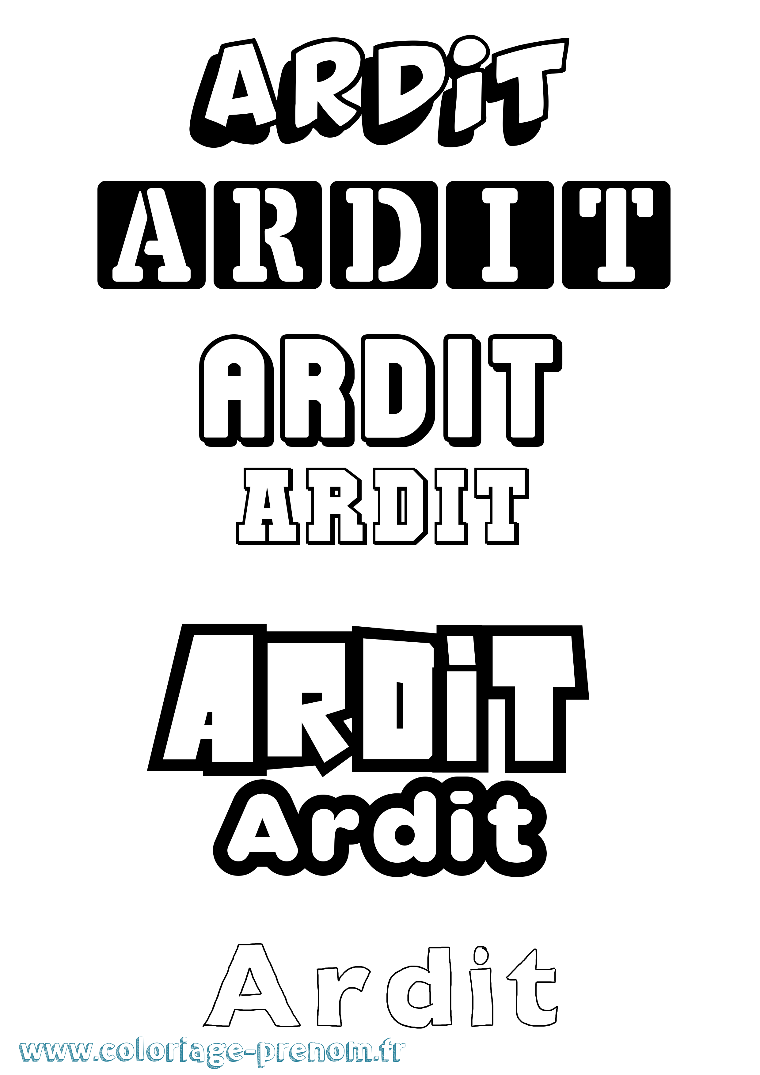 Coloriage Ardit Simple Coloriage prénom Ardit Simple