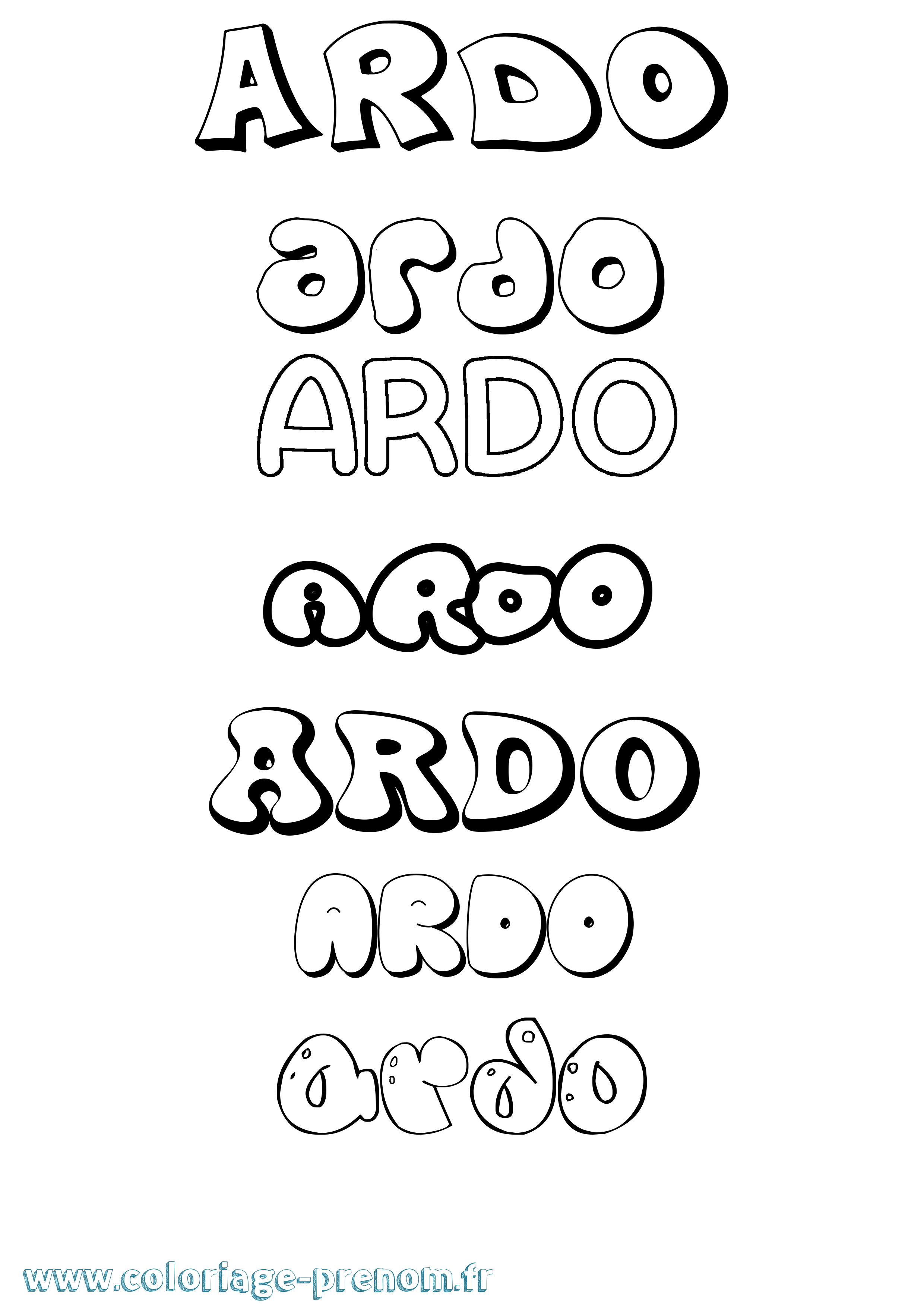 Coloriage prénom Ardo Bubble