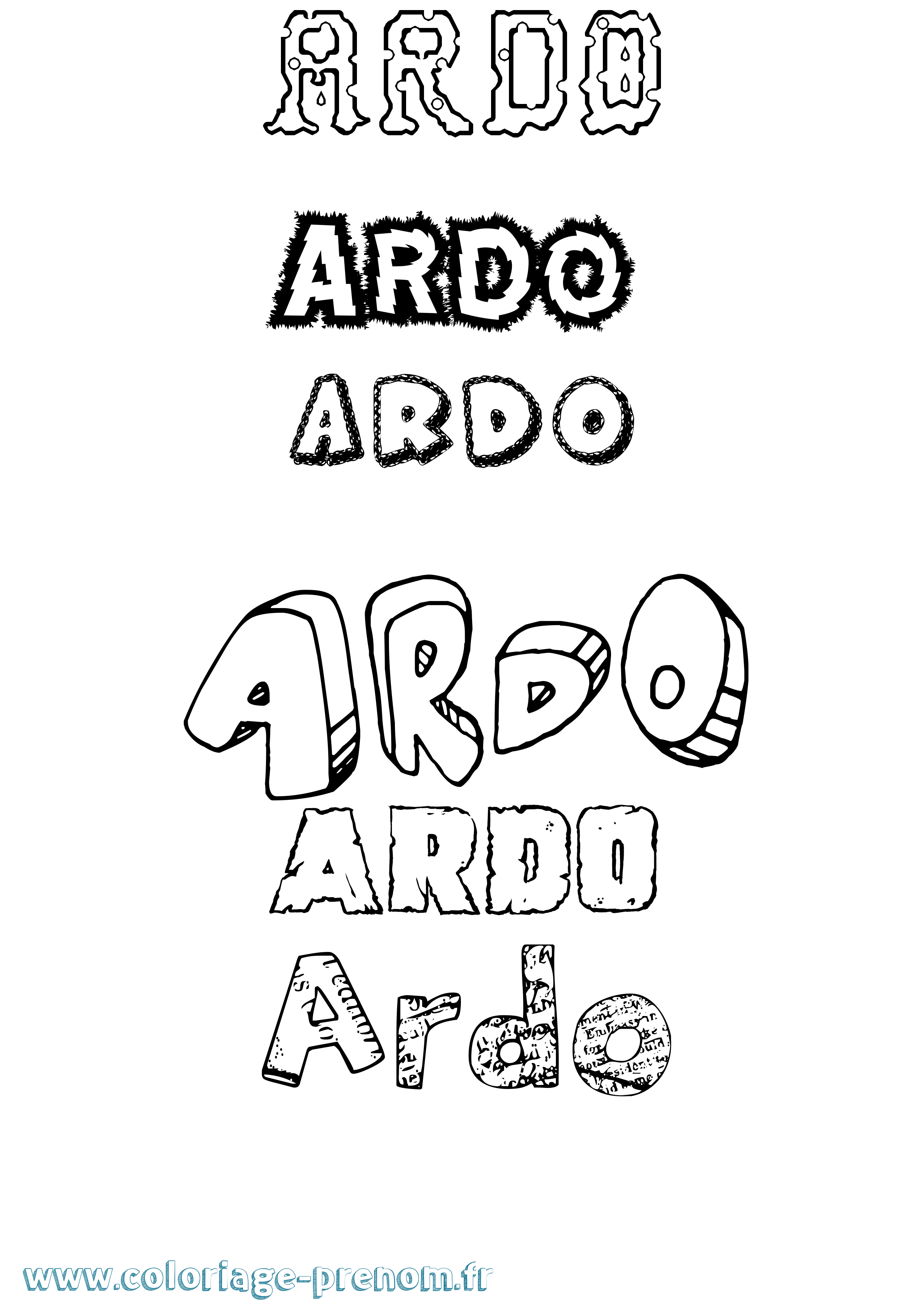 Coloriage prénom Ardo Destructuré