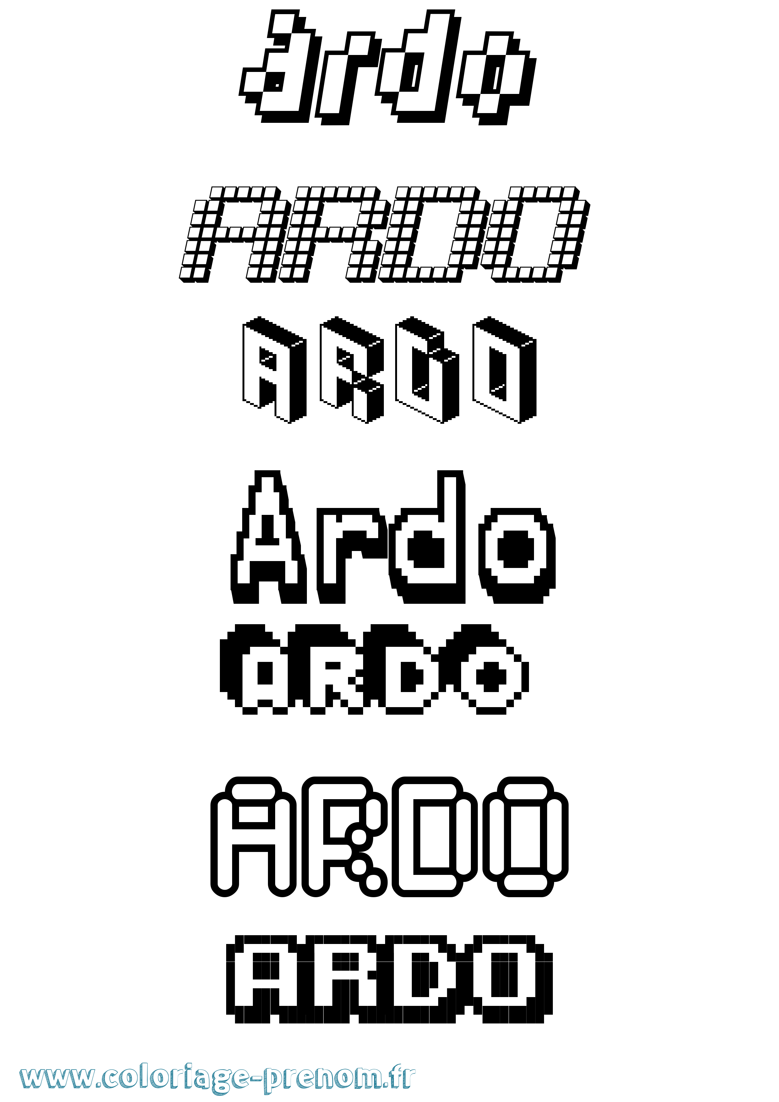 Coloriage prénom Ardo Pixel