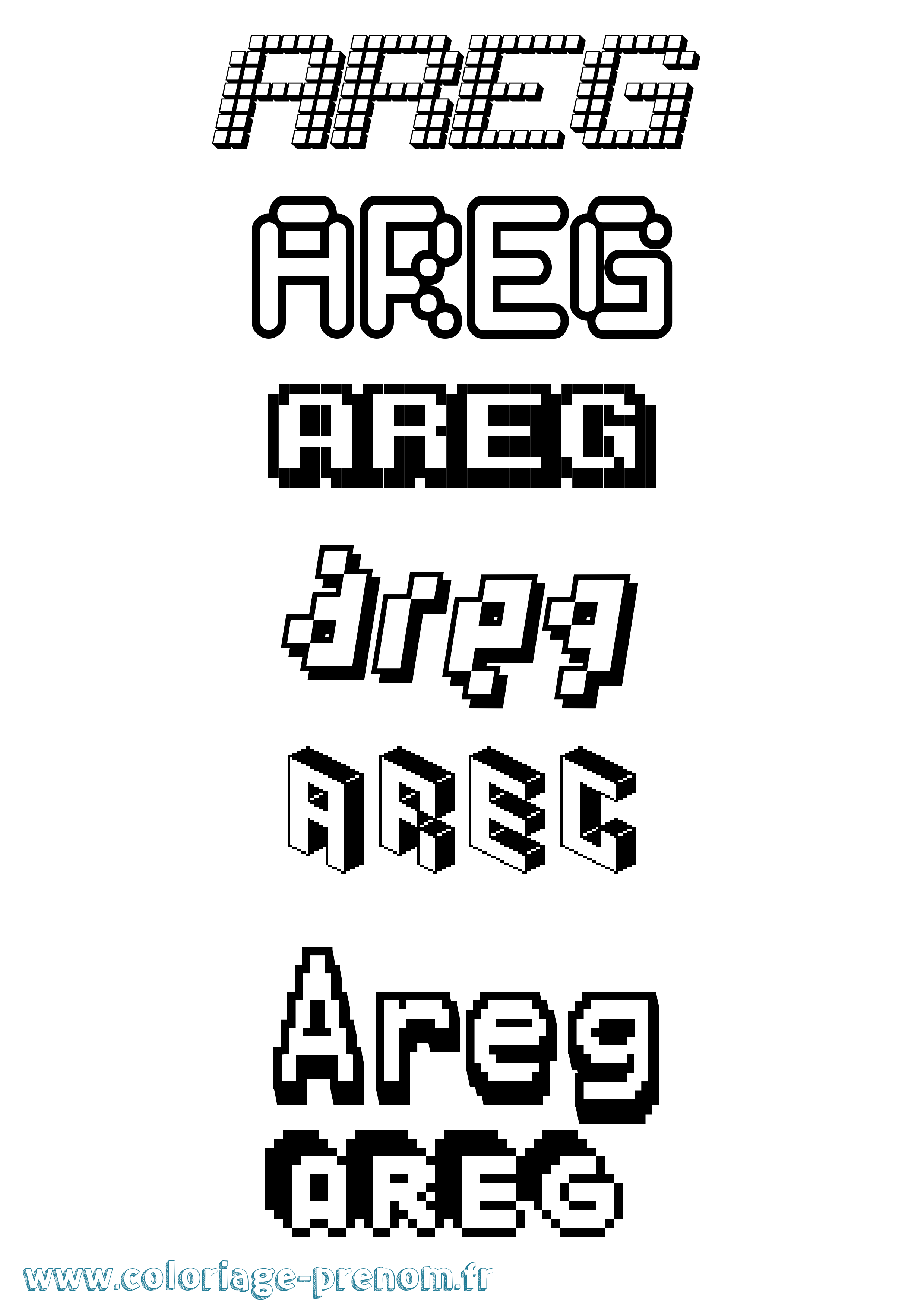 Coloriage prénom Areg Pixel