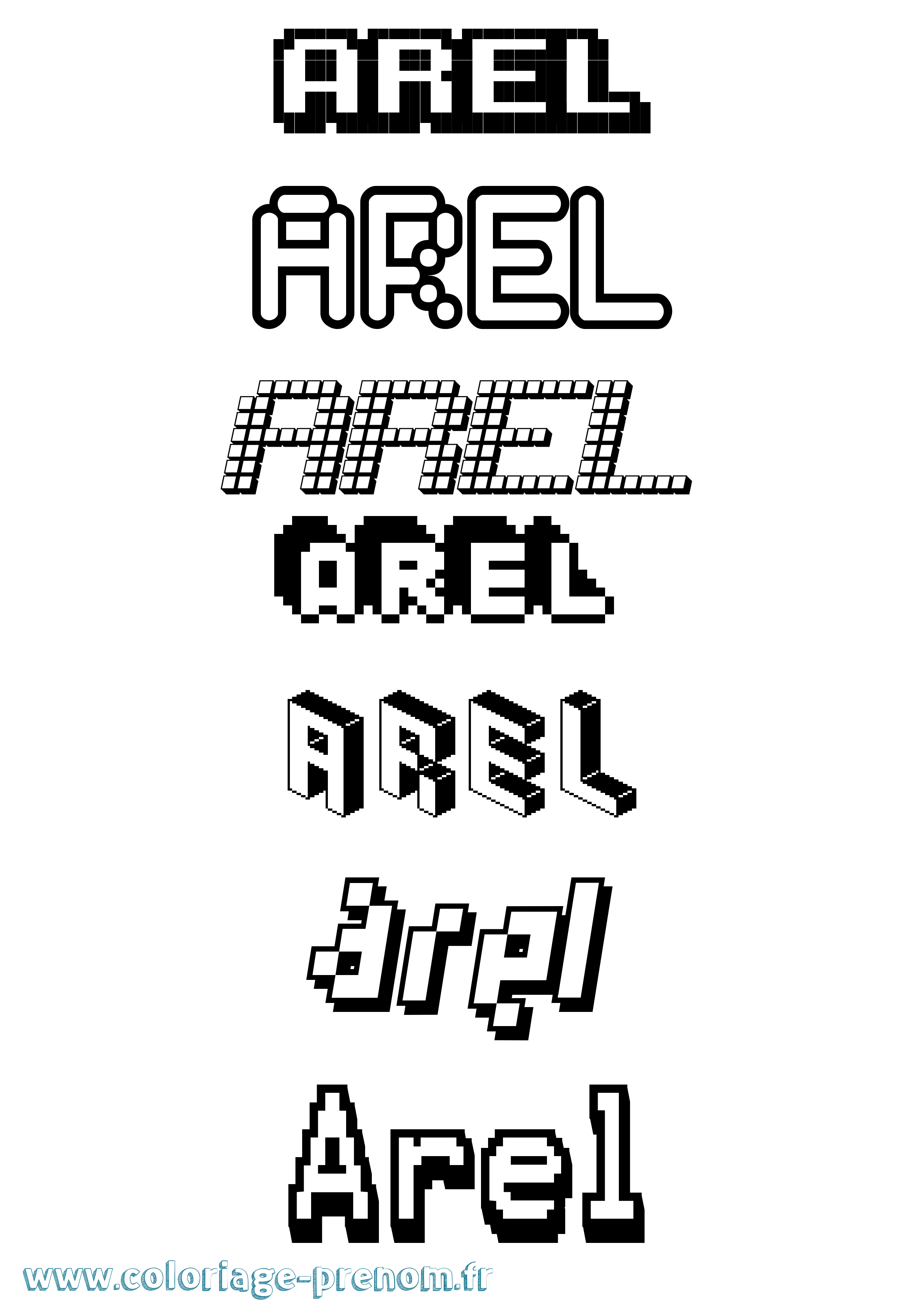 Coloriage prénom Arel Pixel
