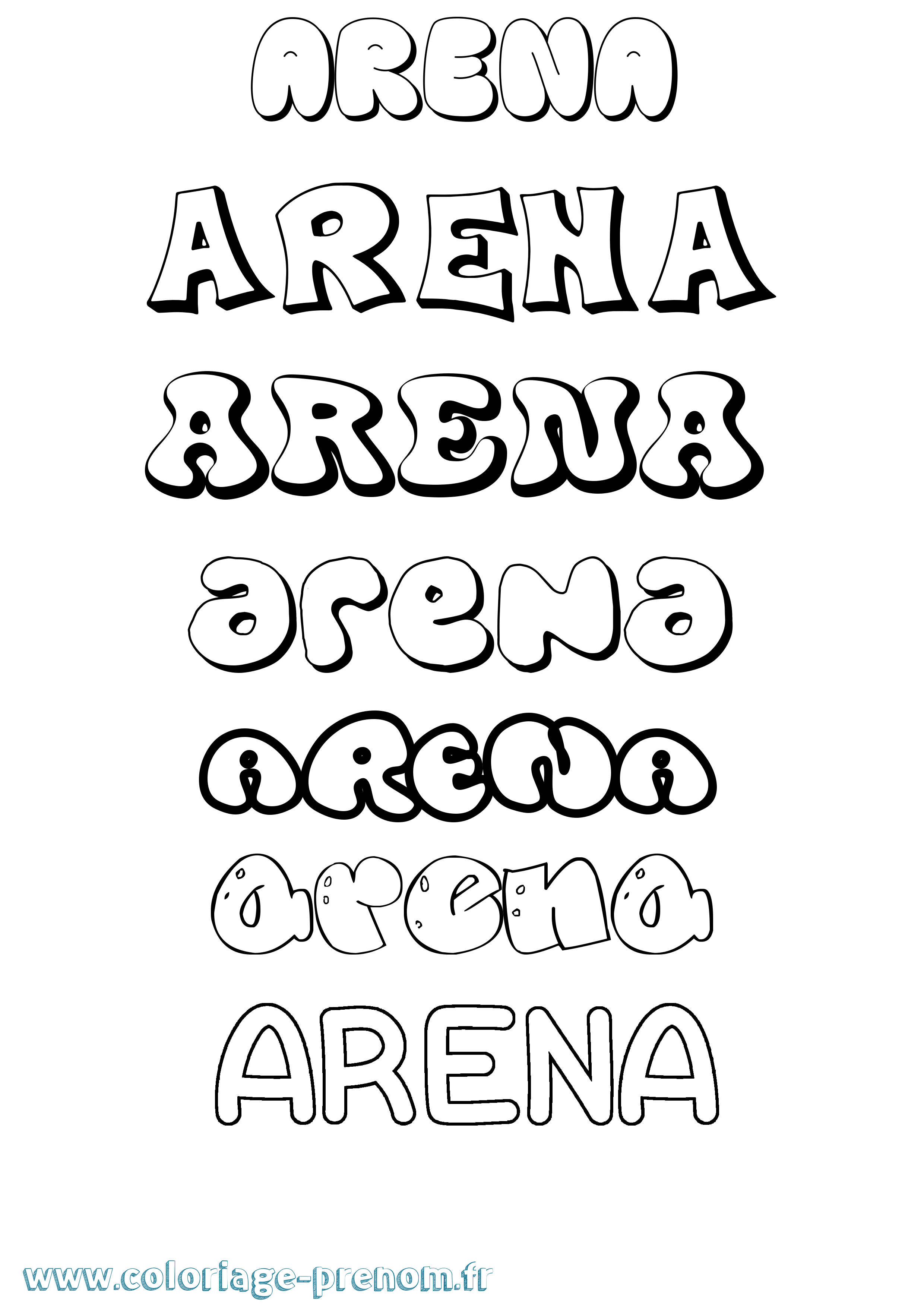 Coloriage prénom Arena Bubble