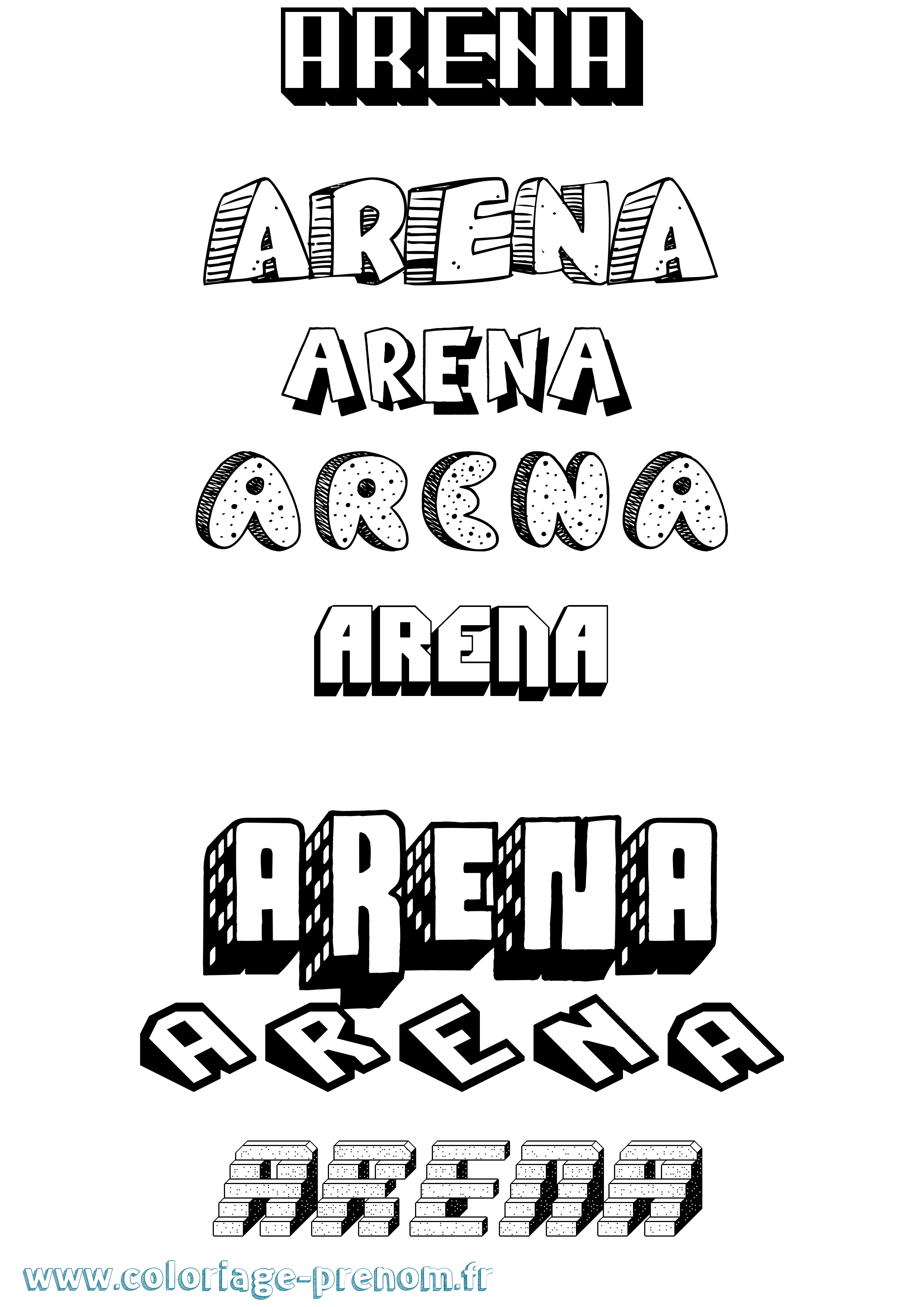Coloriage prénom Arena Effet 3D