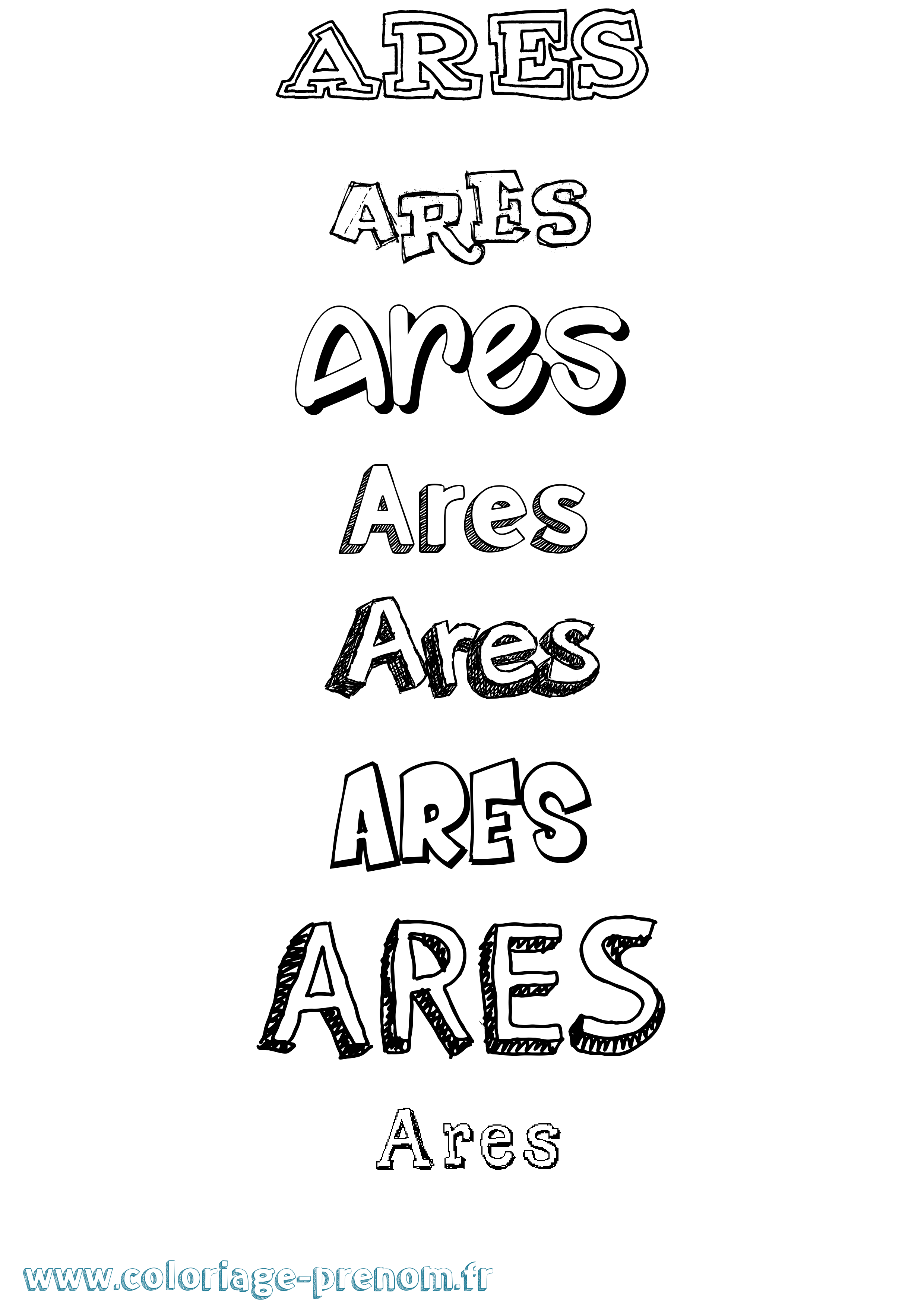 Coloriage prénom Ares Dessiné