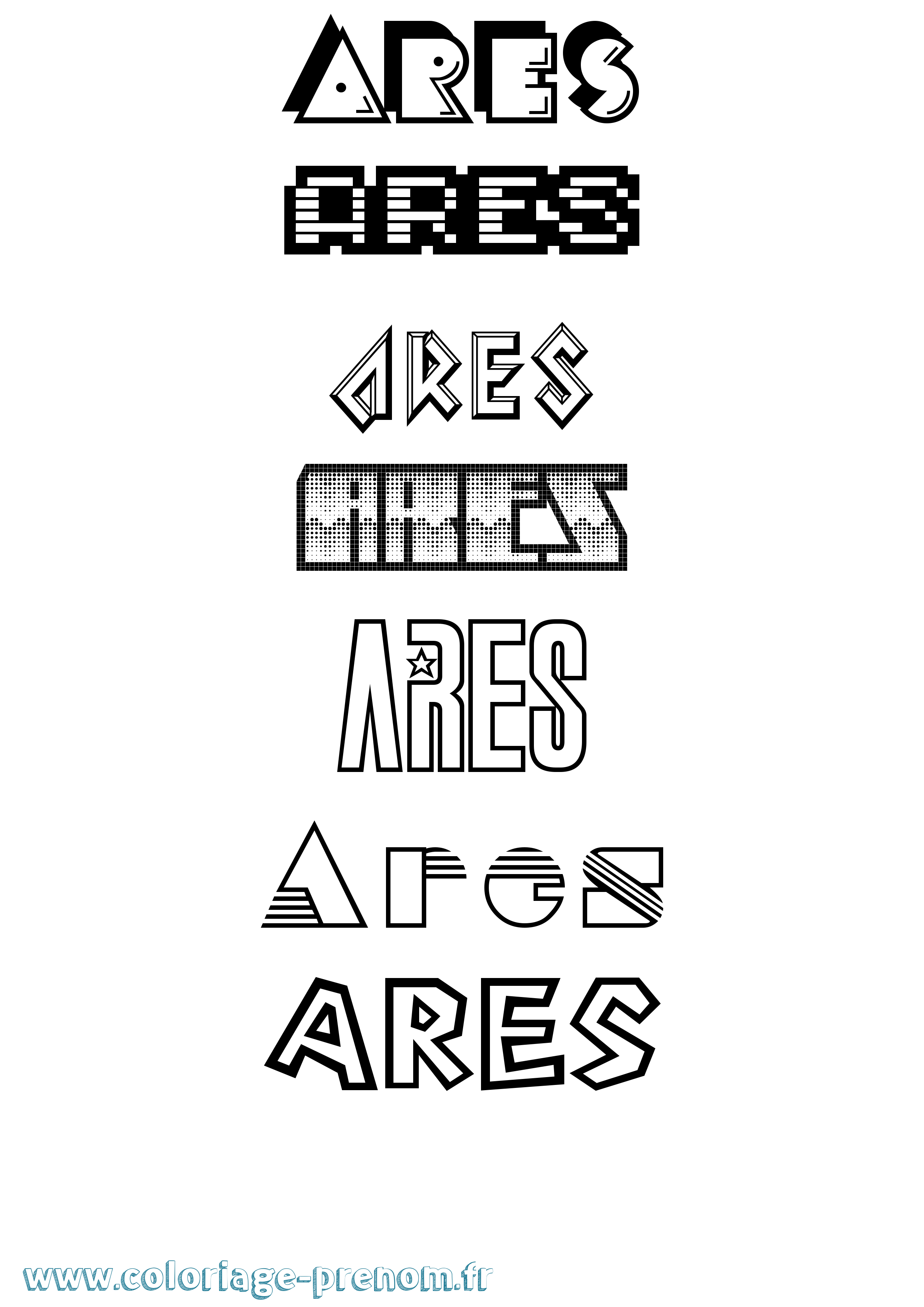 Coloriage prénom Ares Jeux Vidéos