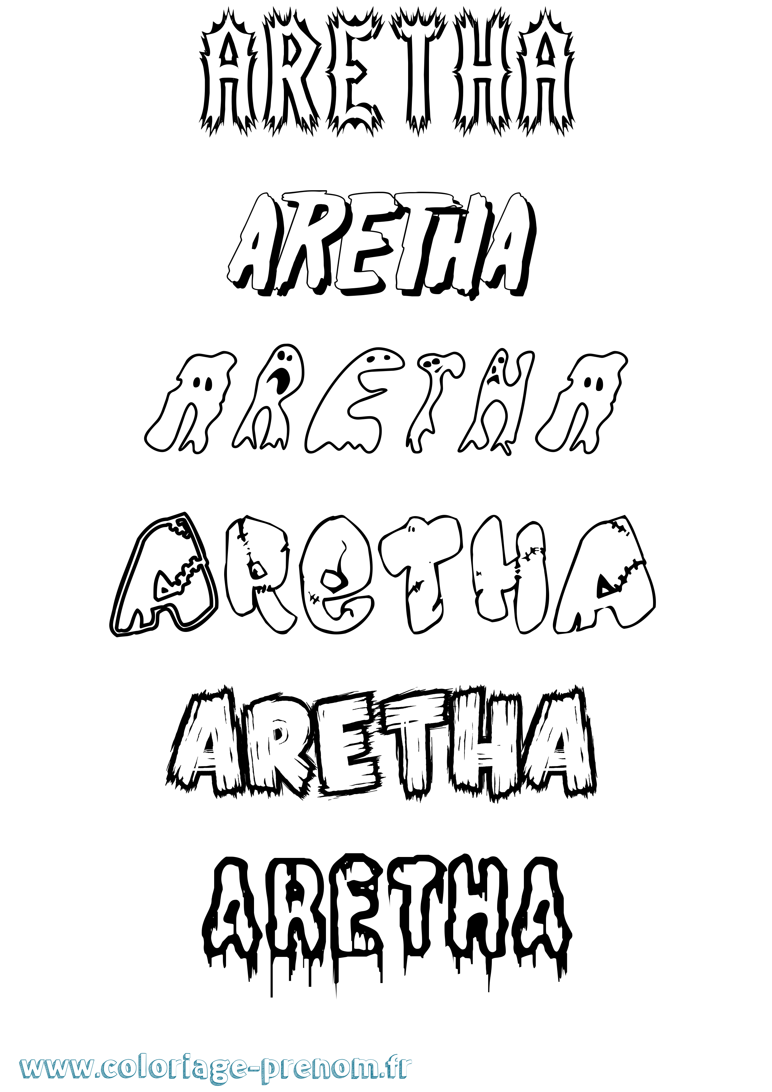 Coloriage prénom Aretha Frisson