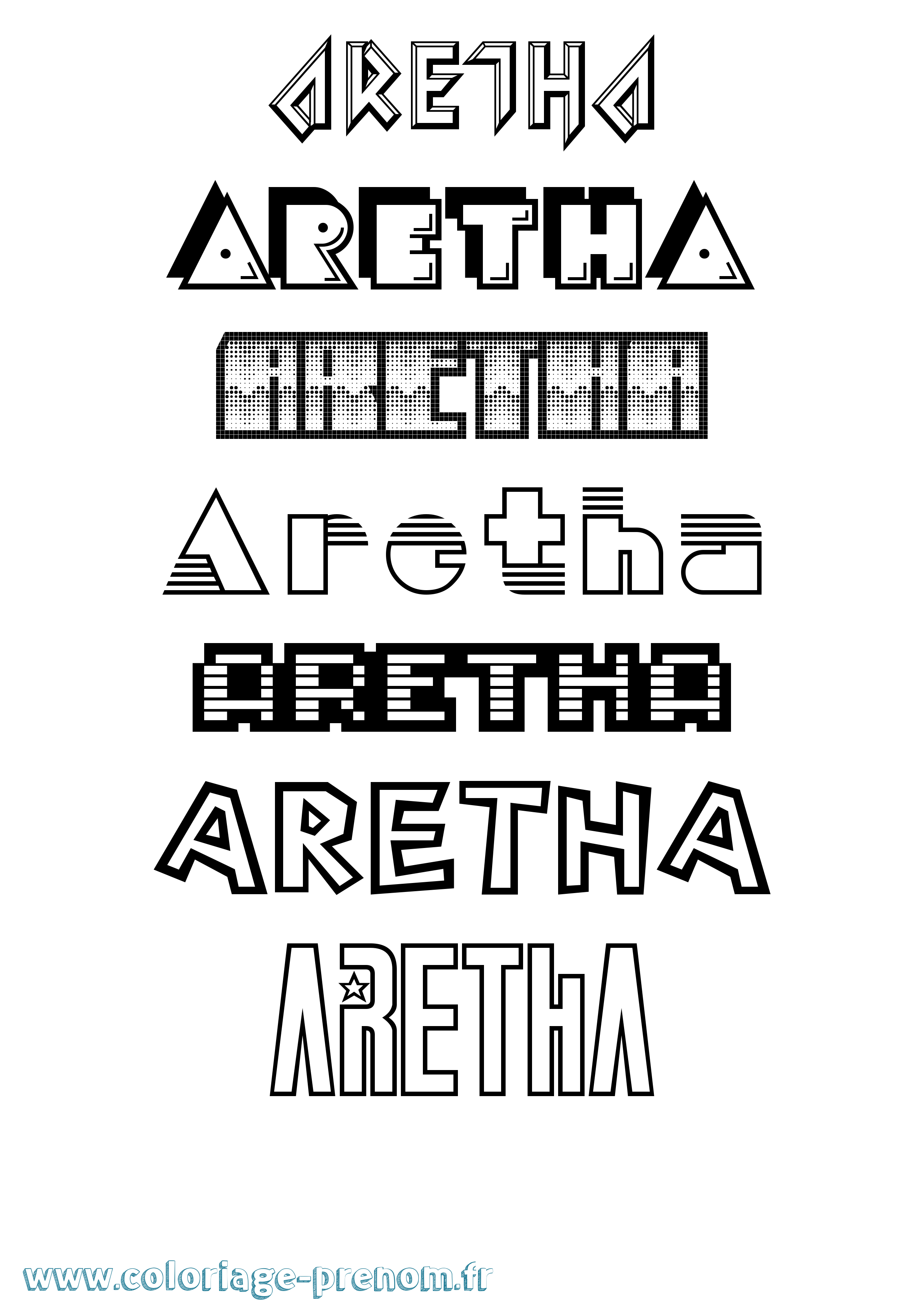 Coloriage prénom Aretha Jeux Vidéos
