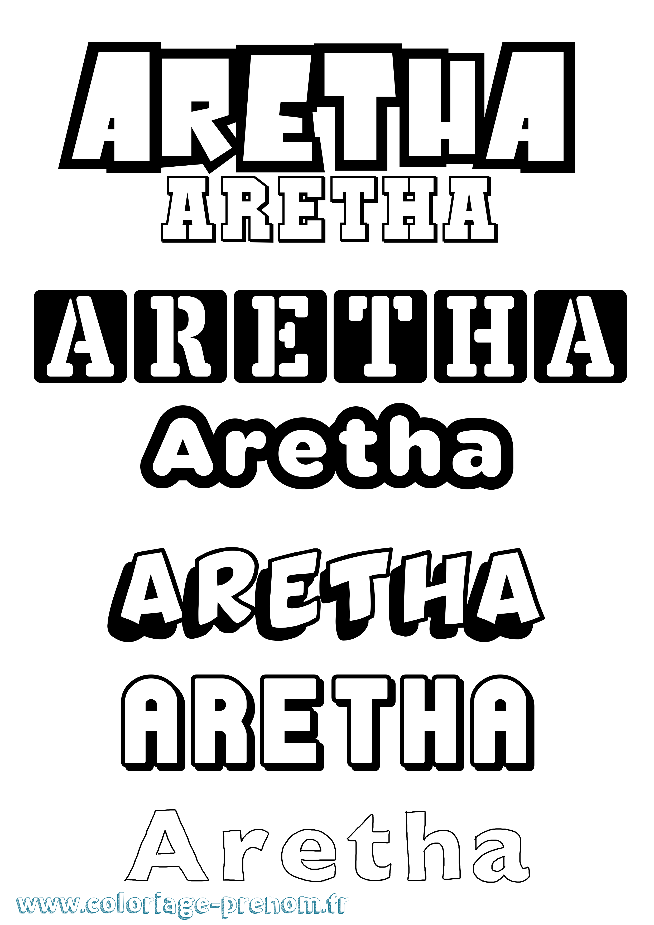 Coloriage prénom Aretha Simple