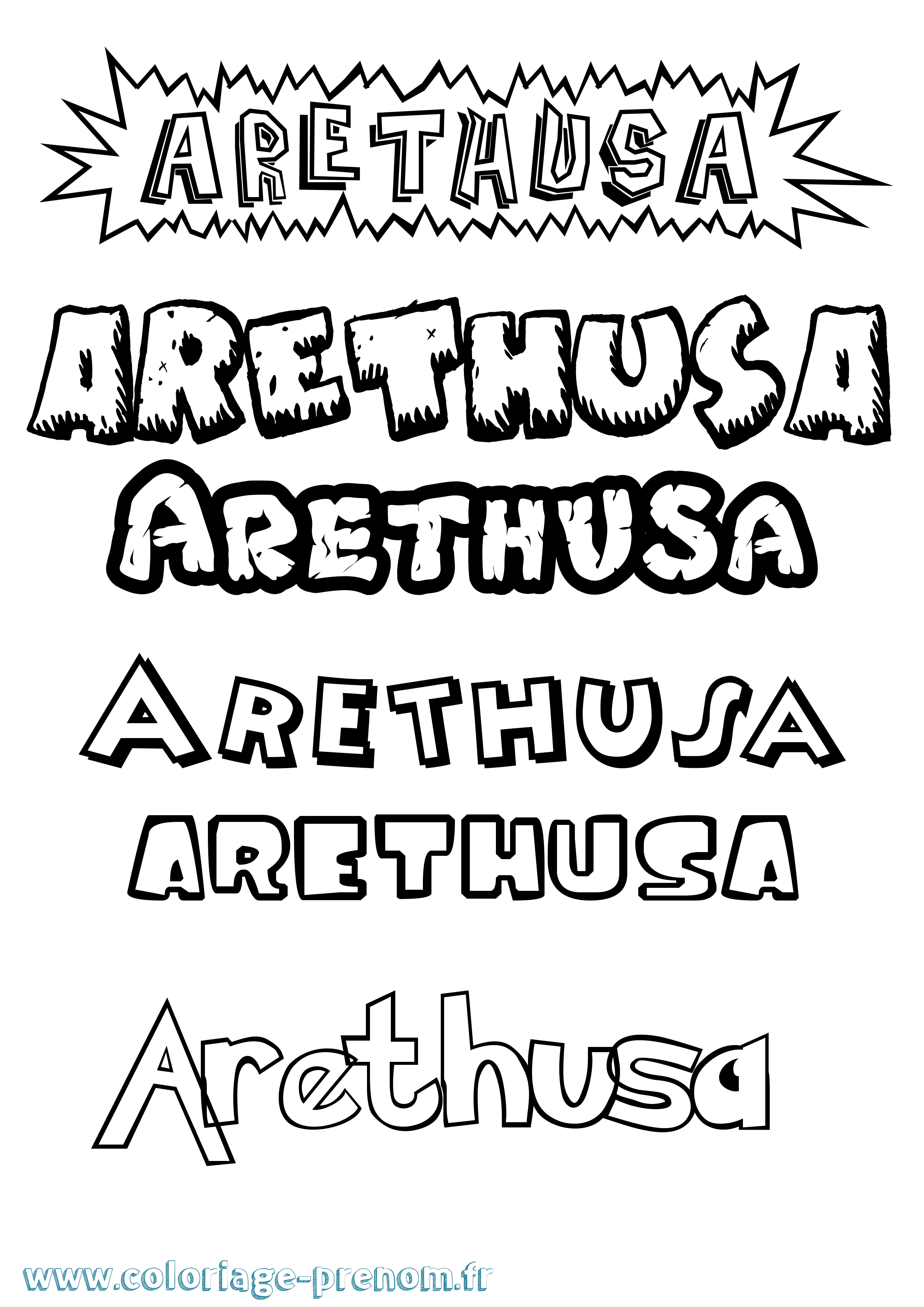 Coloriage prénom Arethusa Dessin Animé