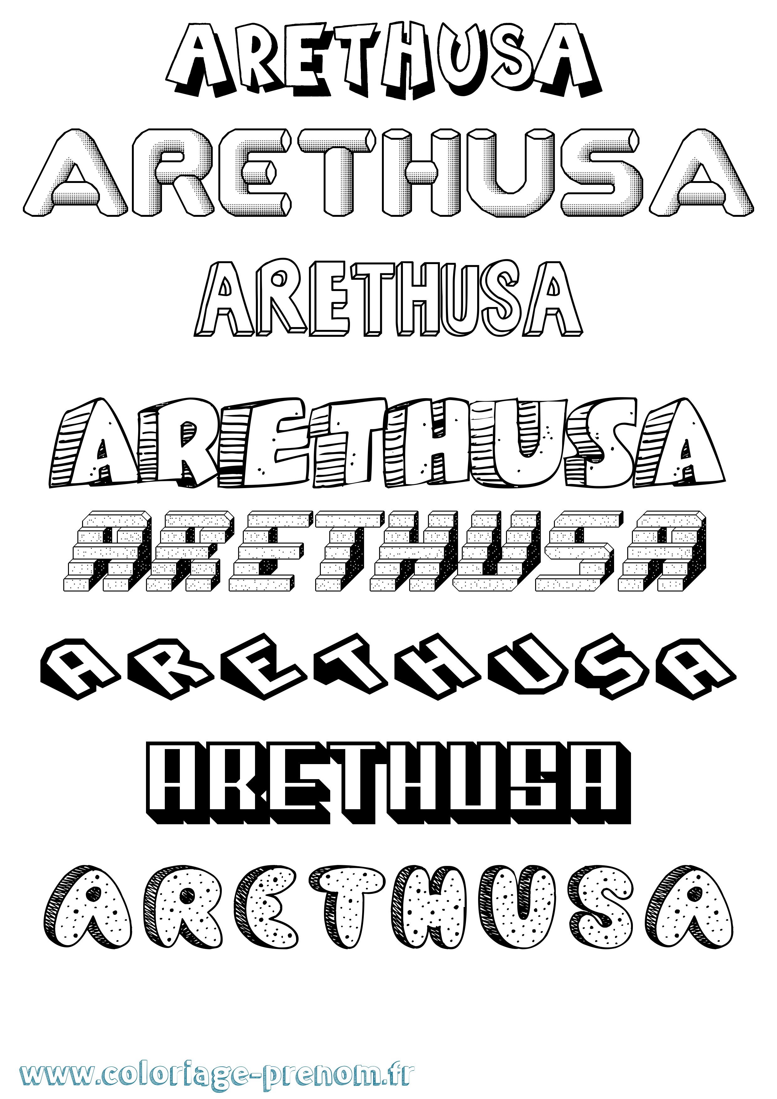 Coloriage prénom Arethusa Effet 3D