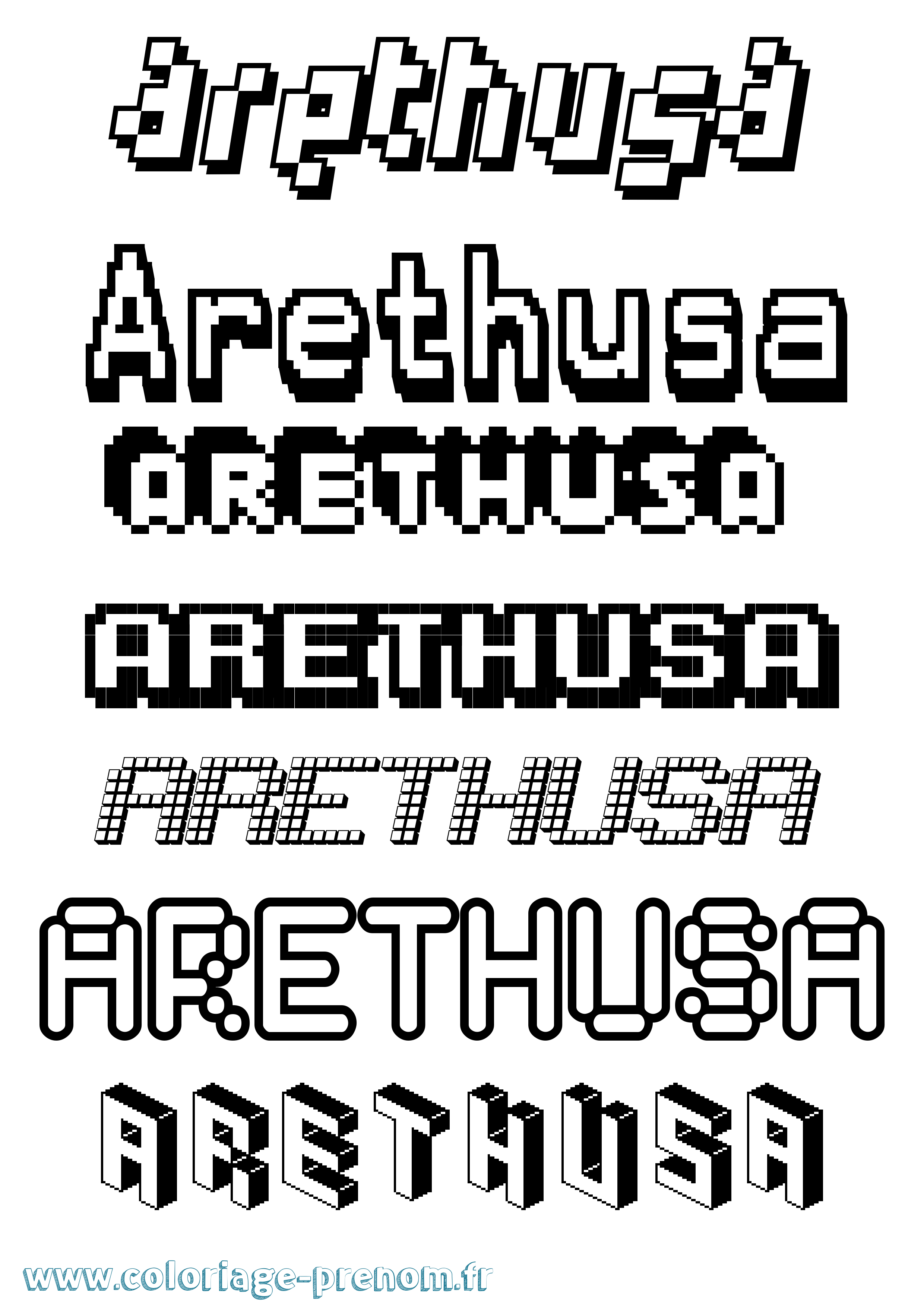 Coloriage prénom Arethusa Pixel