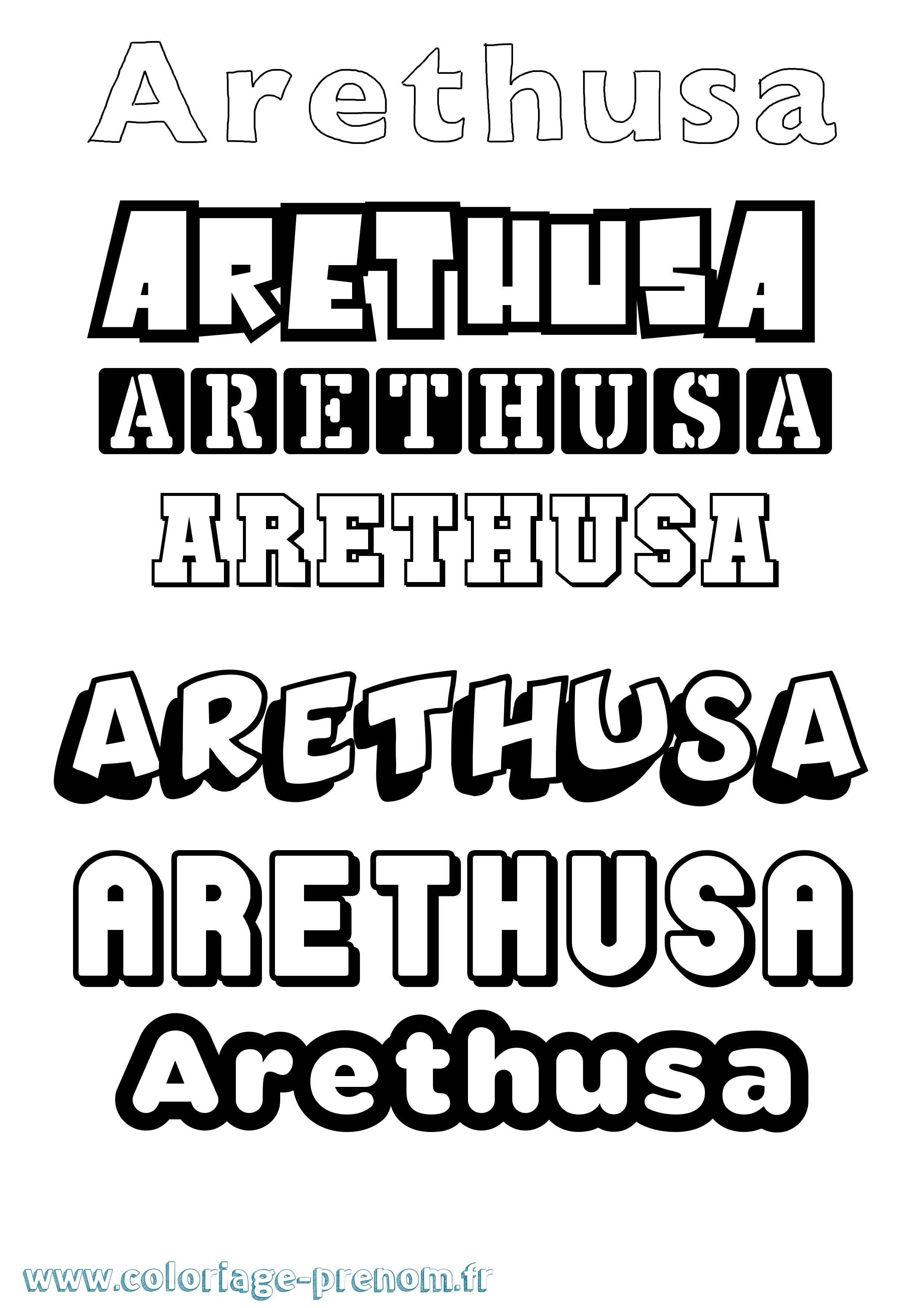 Coloriage prénom Arethusa Simple