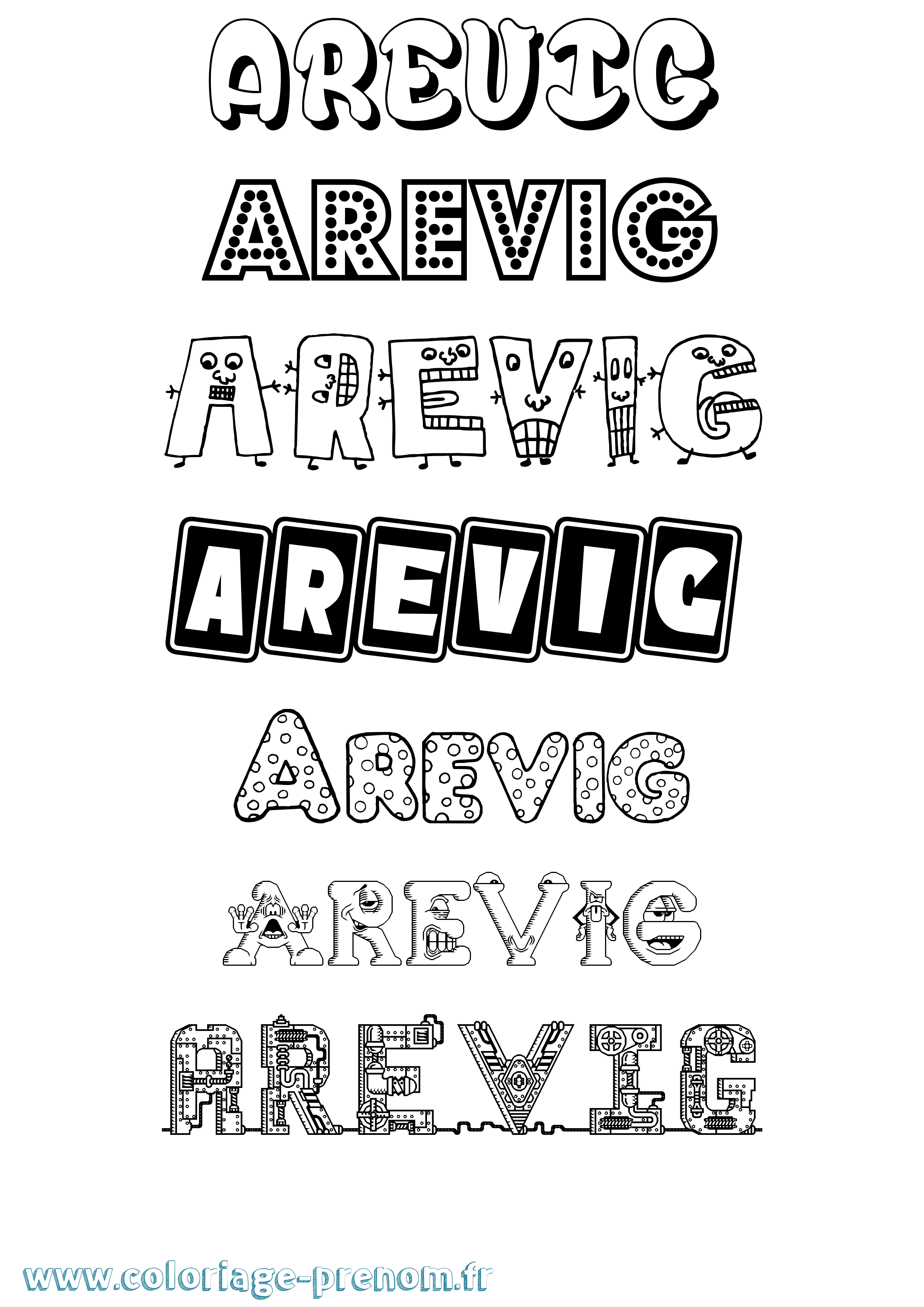 Coloriage prénom Arevig Fun