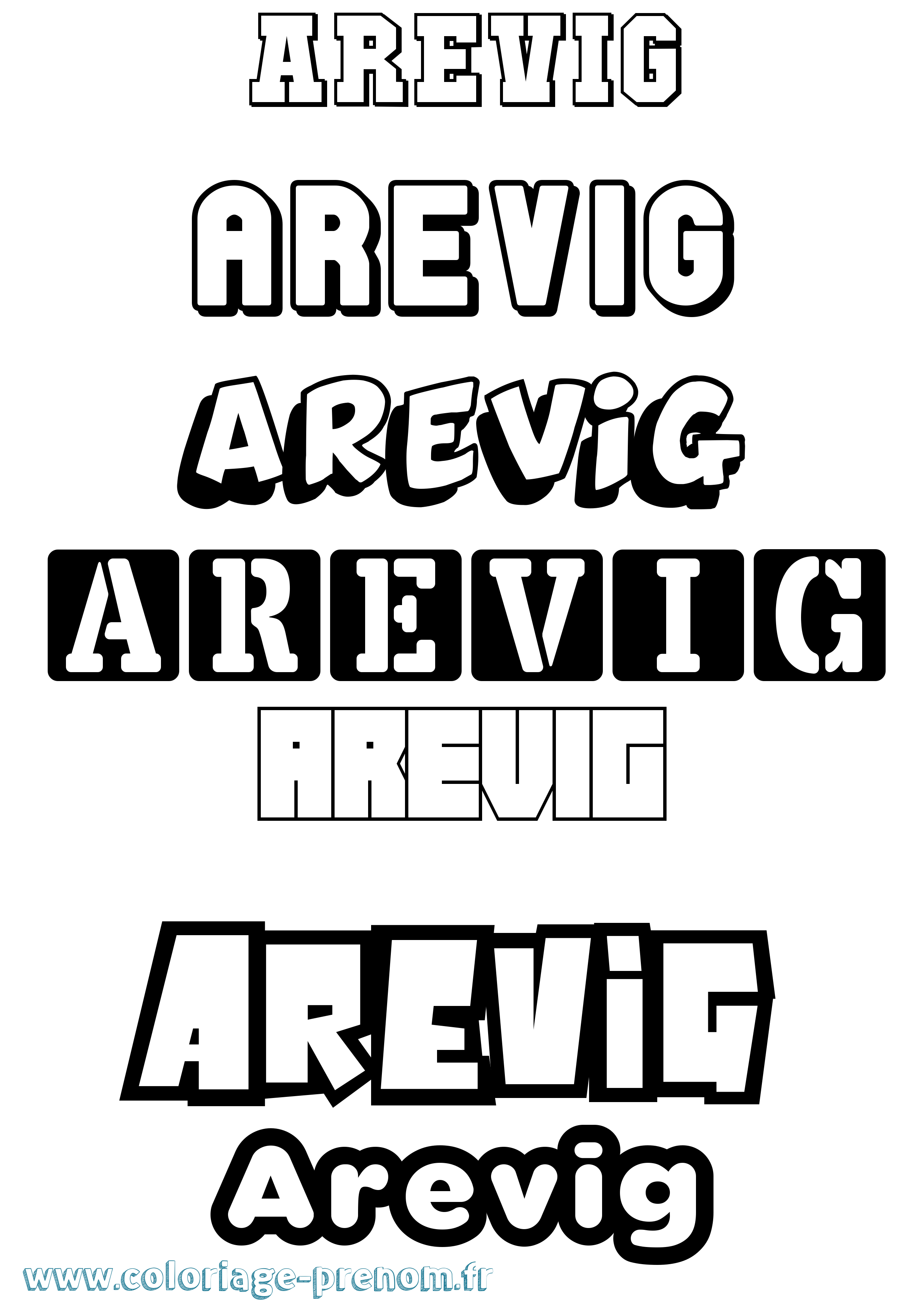 Coloriage prénom Arevig Simple