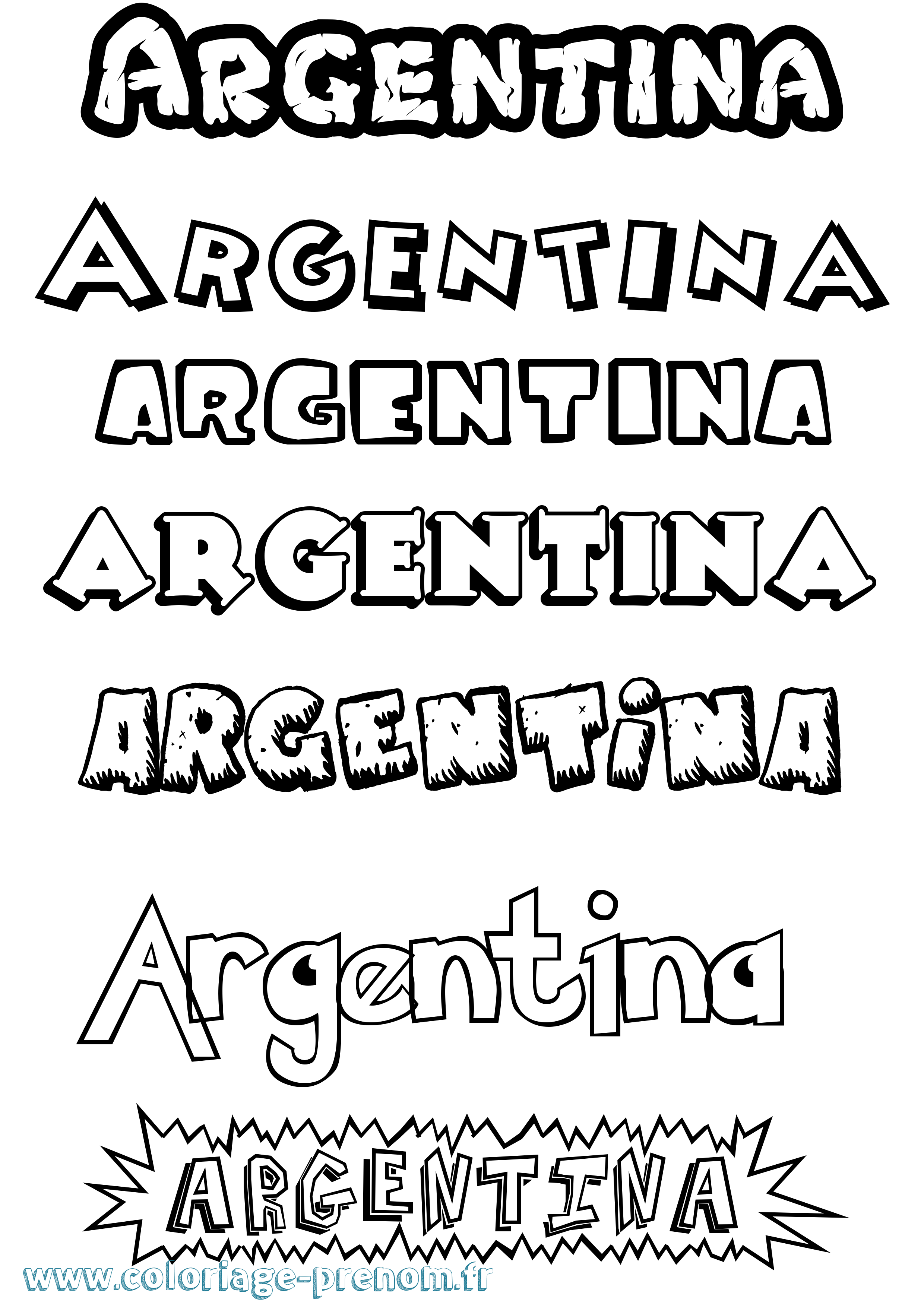 Coloriage prénom Argentina Dessin Animé
