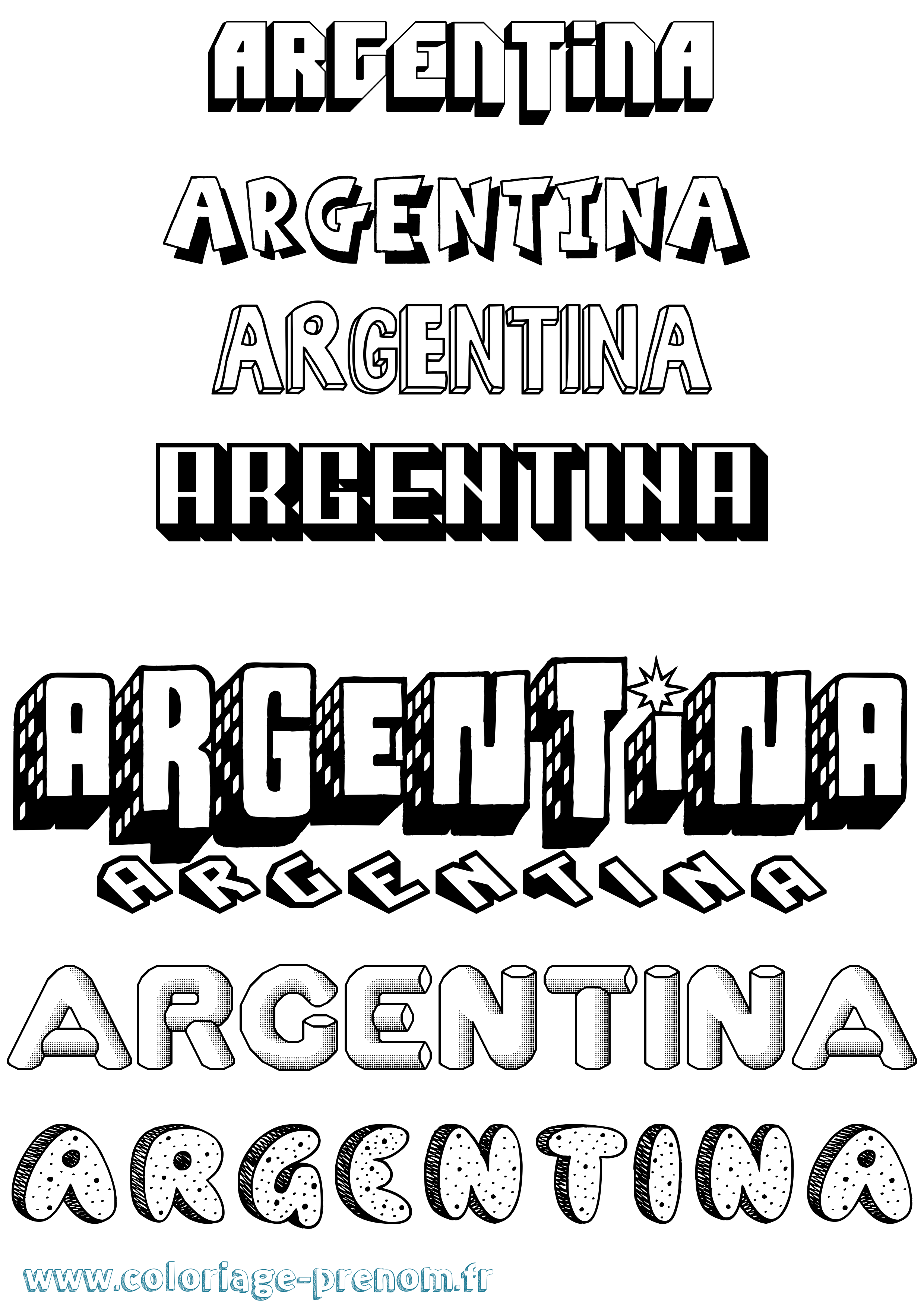 Coloriage prénom Argentina Effet 3D