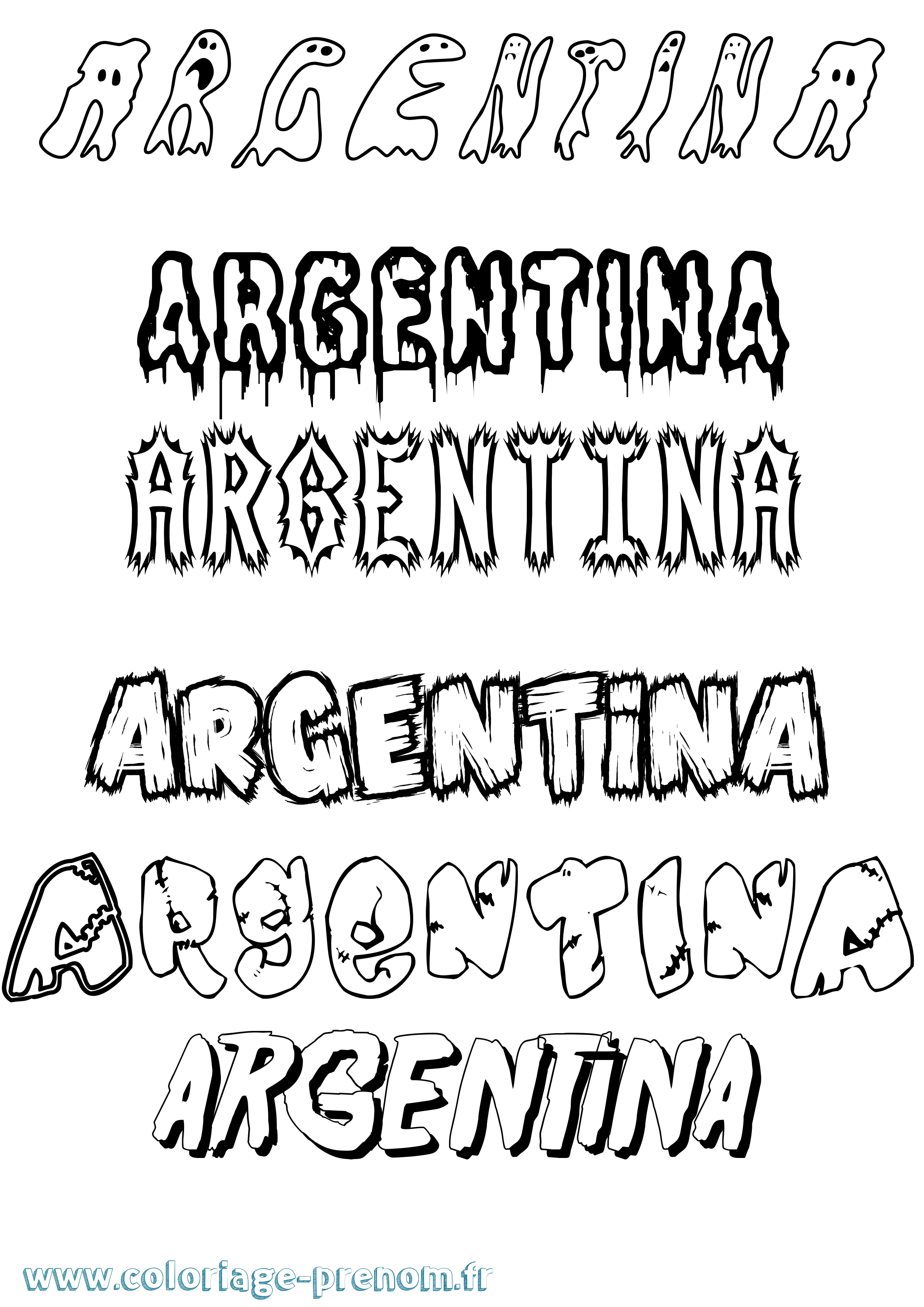 Coloriage prénom Argentina Frisson