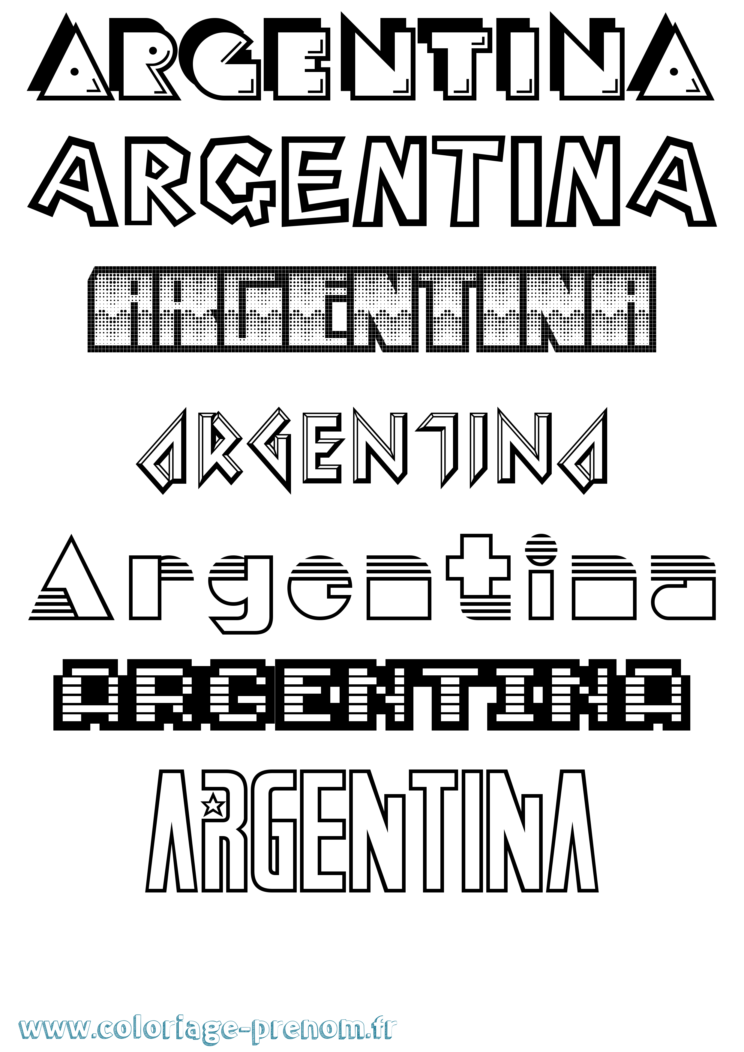 Coloriage prénom Argentina Jeux Vidéos