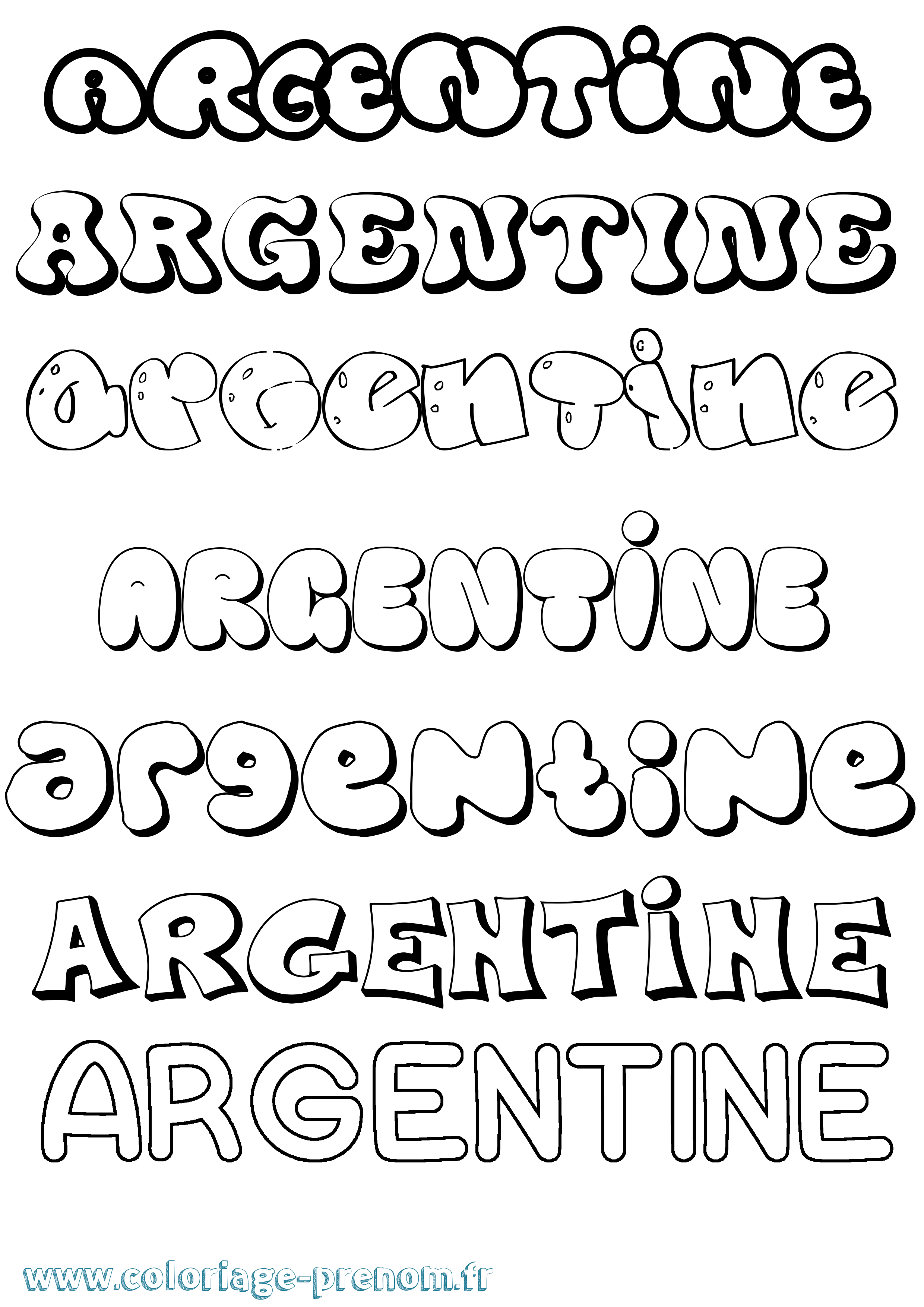 Coloriage prénom Argentine Bubble