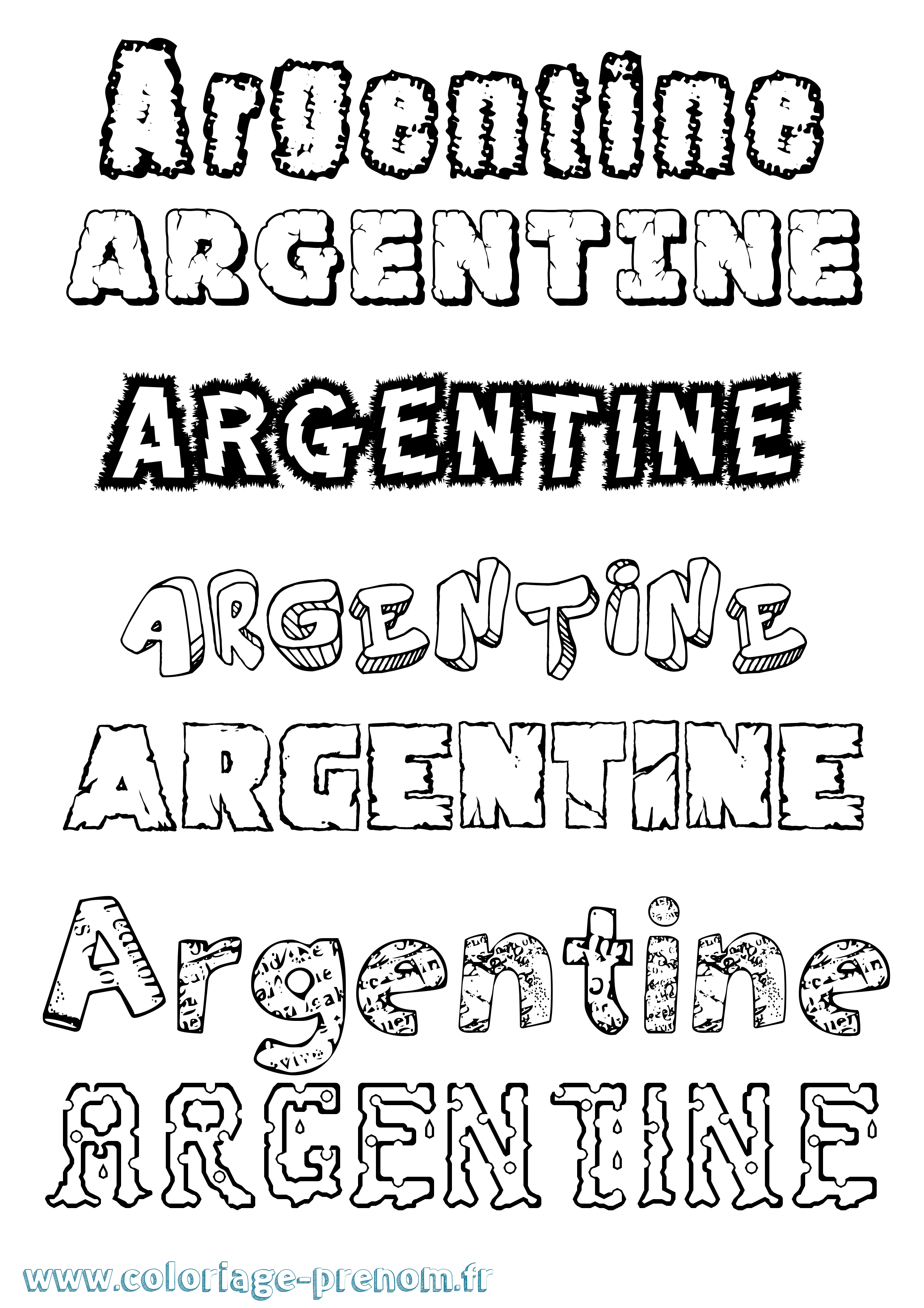 Coloriage prénom Argentine Destructuré
