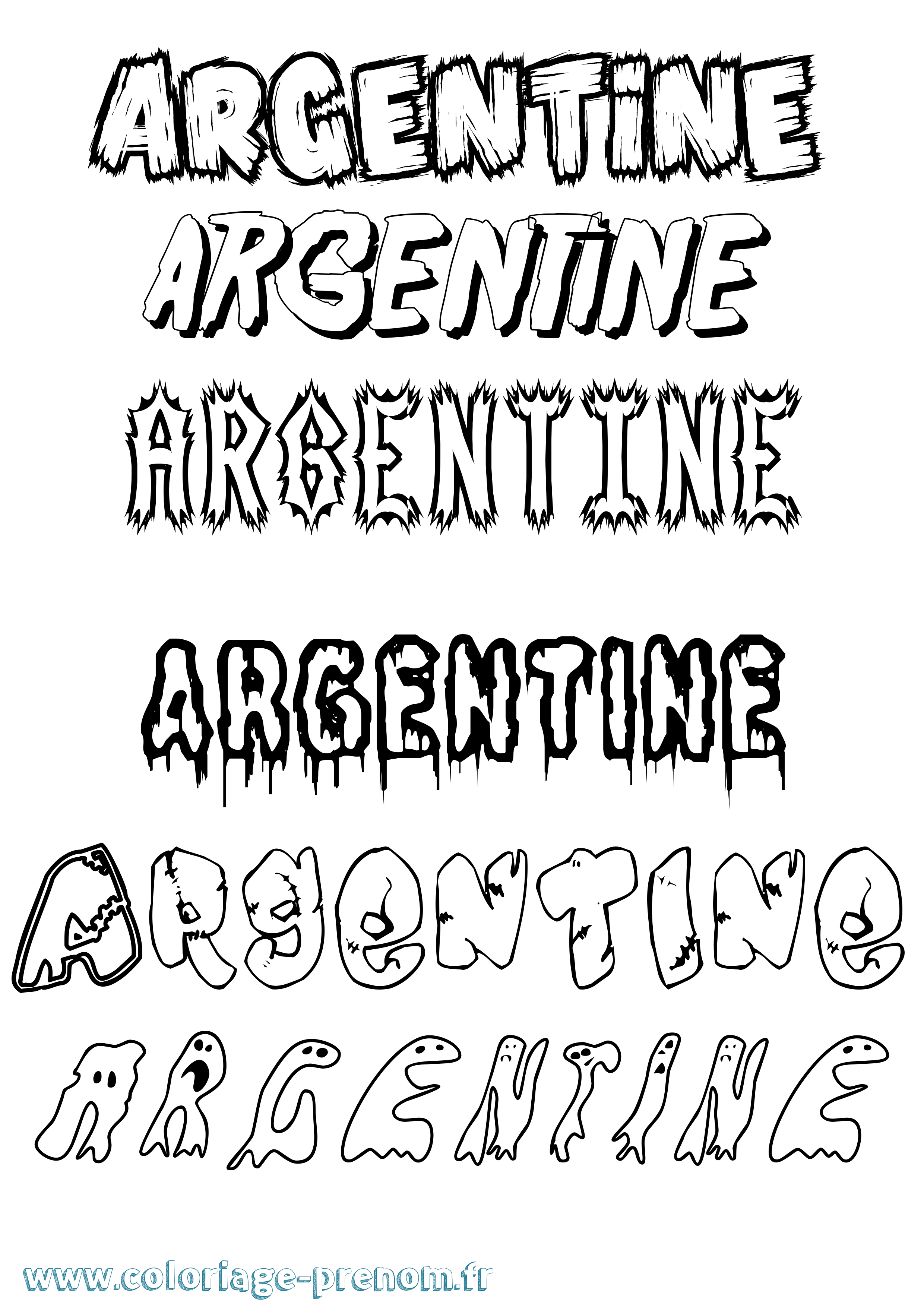 Coloriage prénom Argentine Frisson
