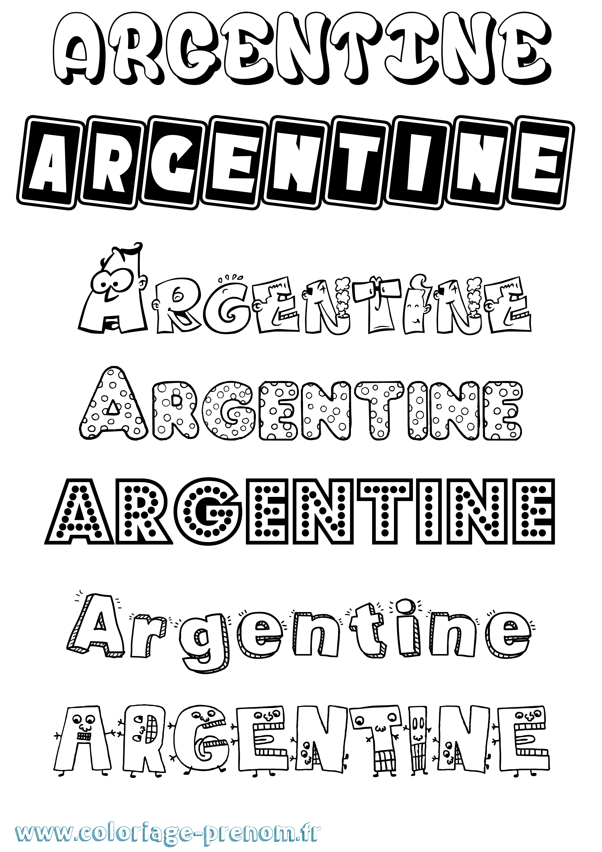 Coloriage prénom Argentine Fun