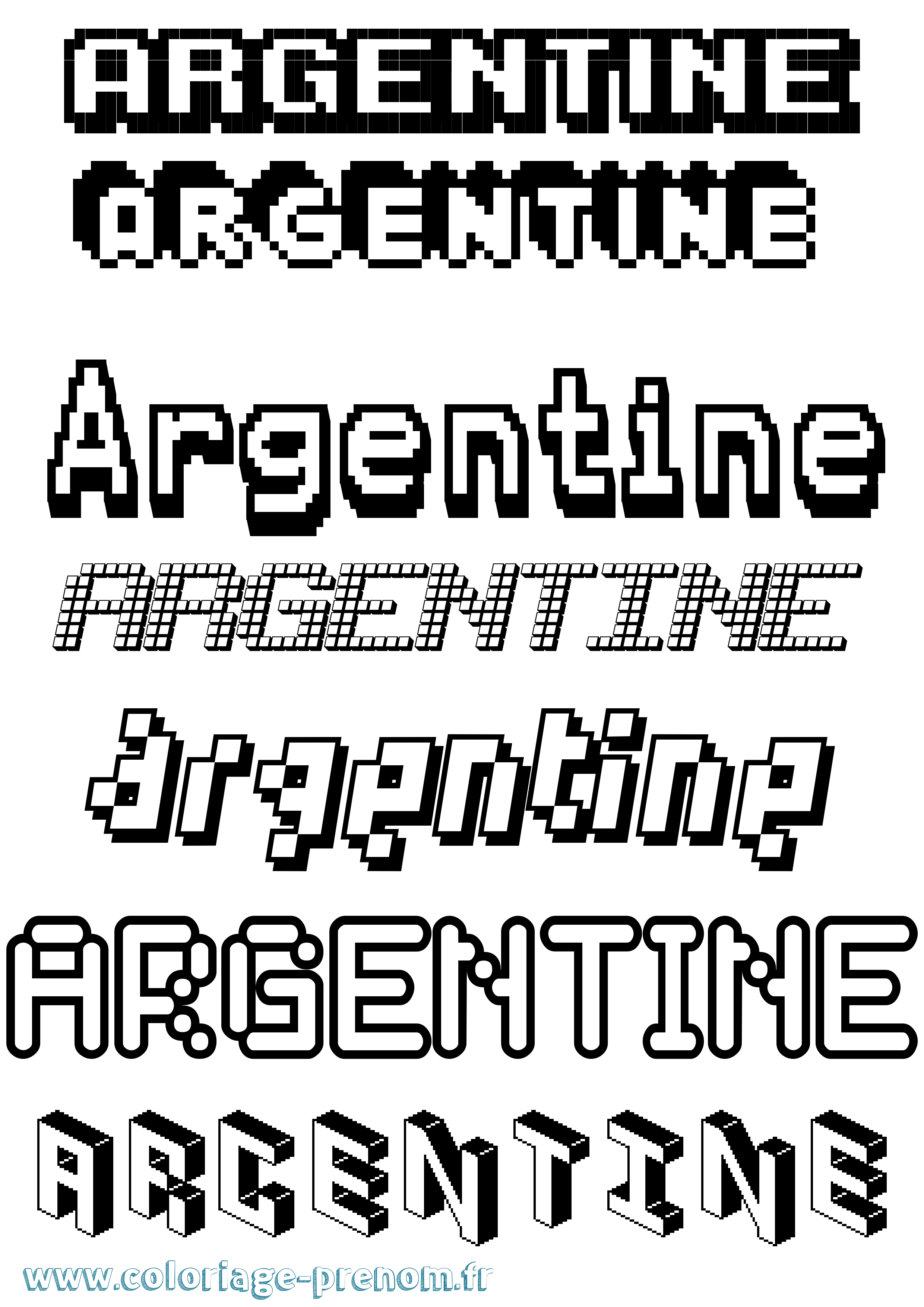 Coloriage prénom Argentine Pixel