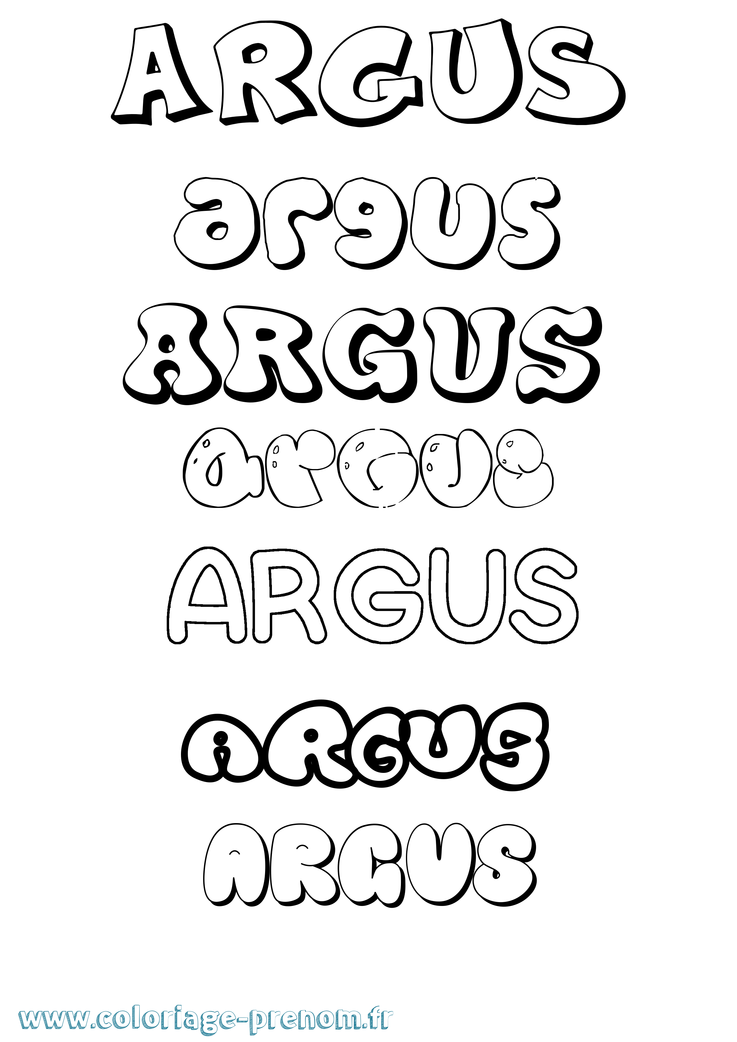 Coloriage prénom Argus Bubble