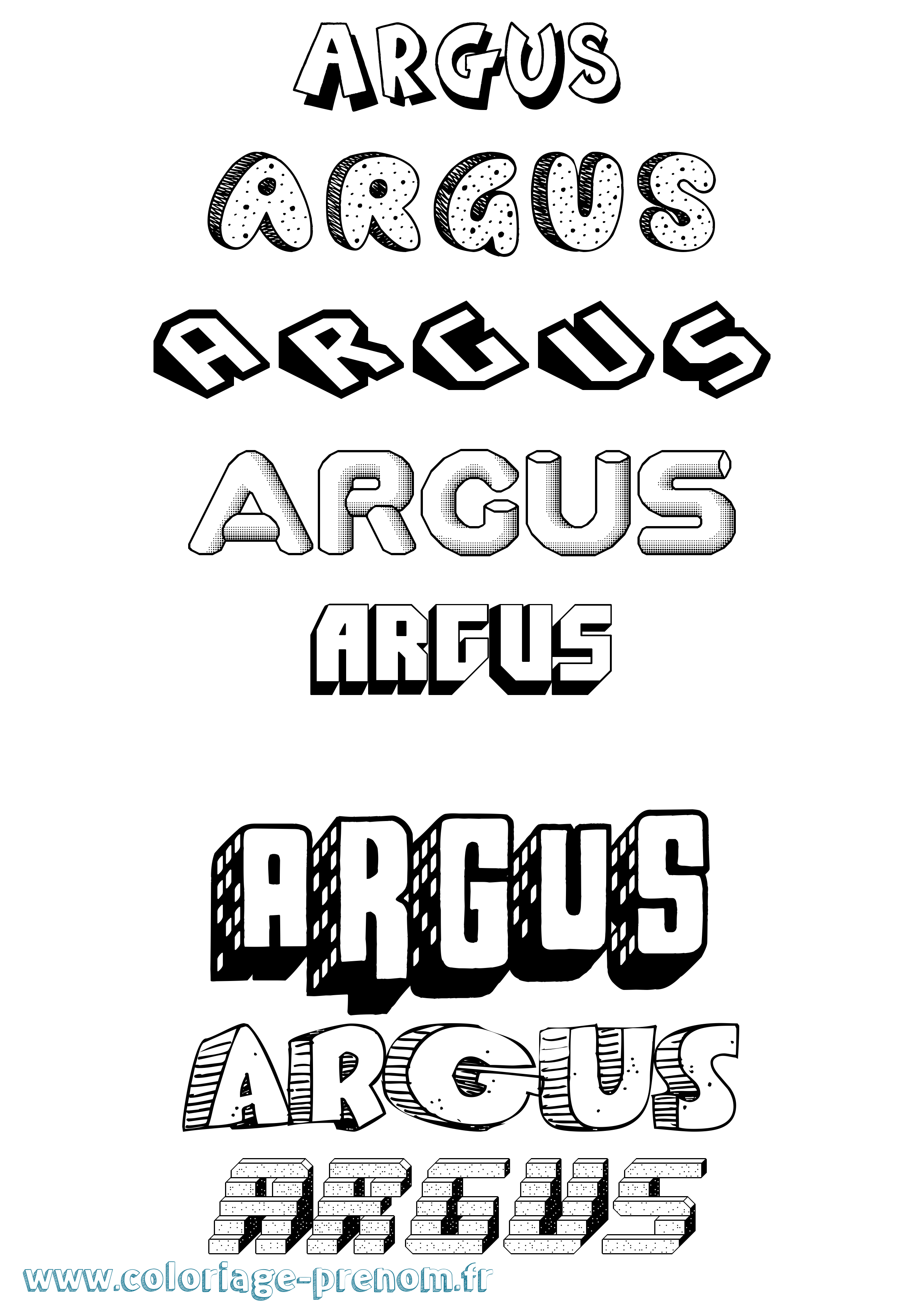 Coloriage prénom Argus Effet 3D