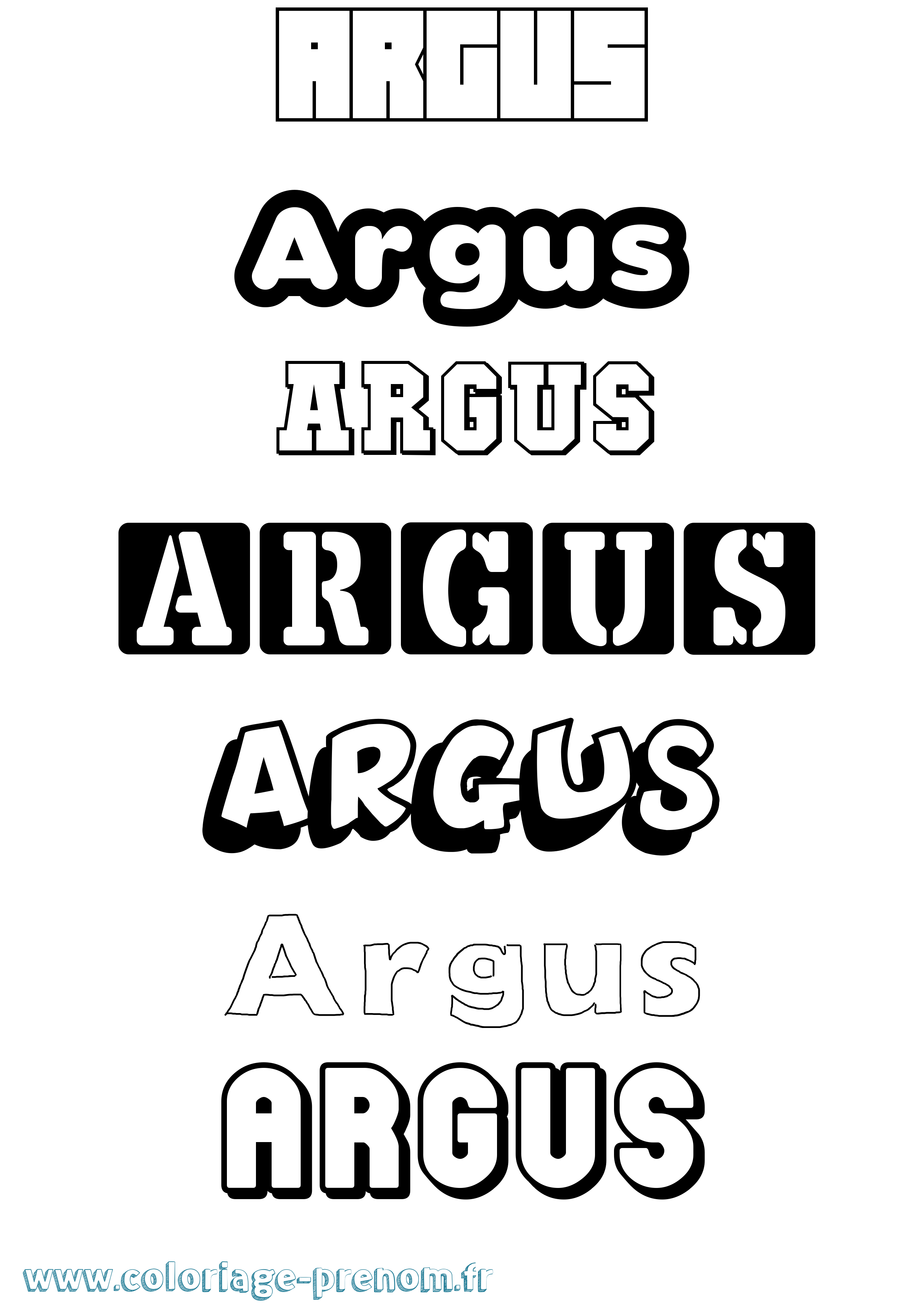 Coloriage prénom Argus Simple