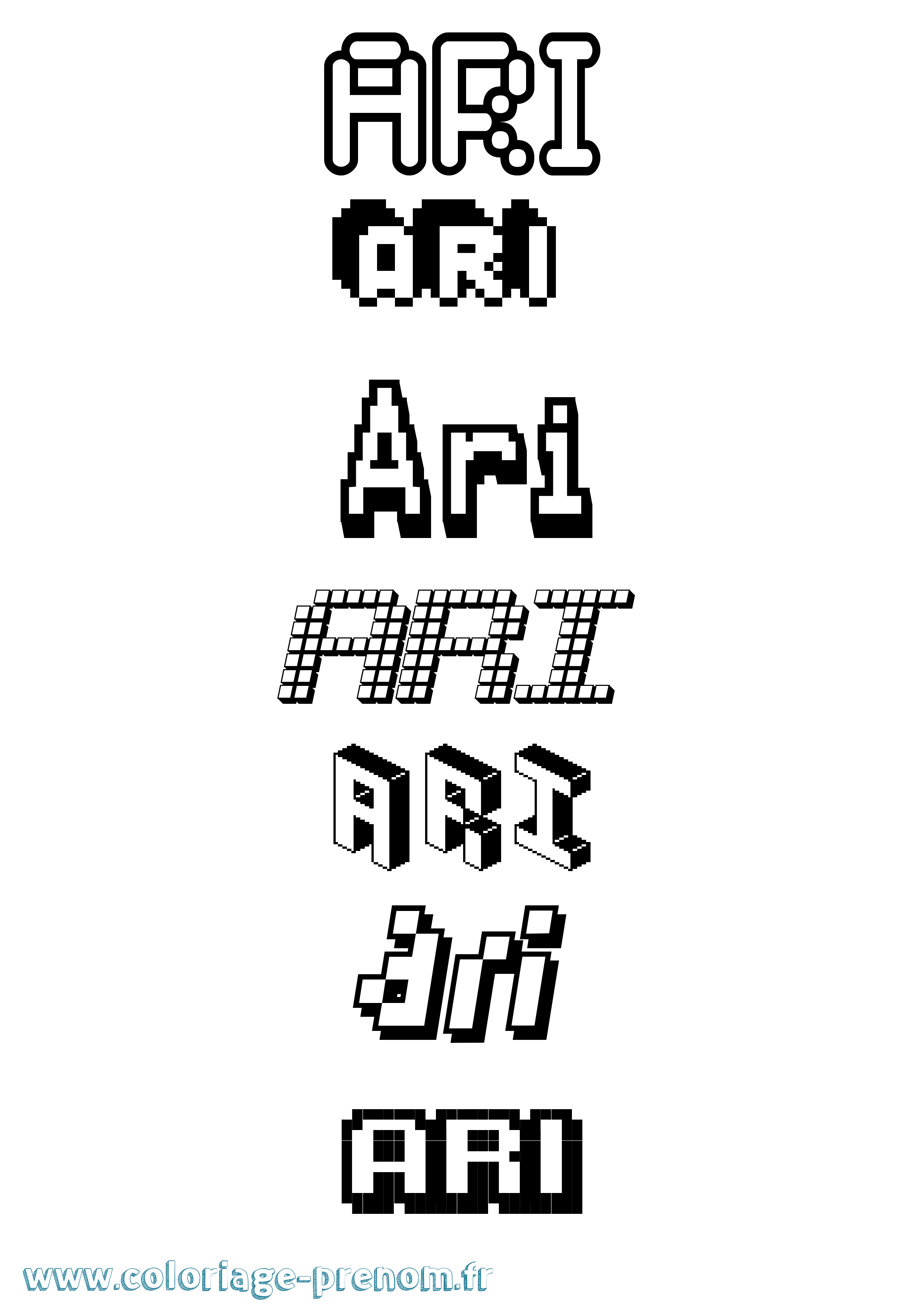 Coloriage prénom Ari Pixel