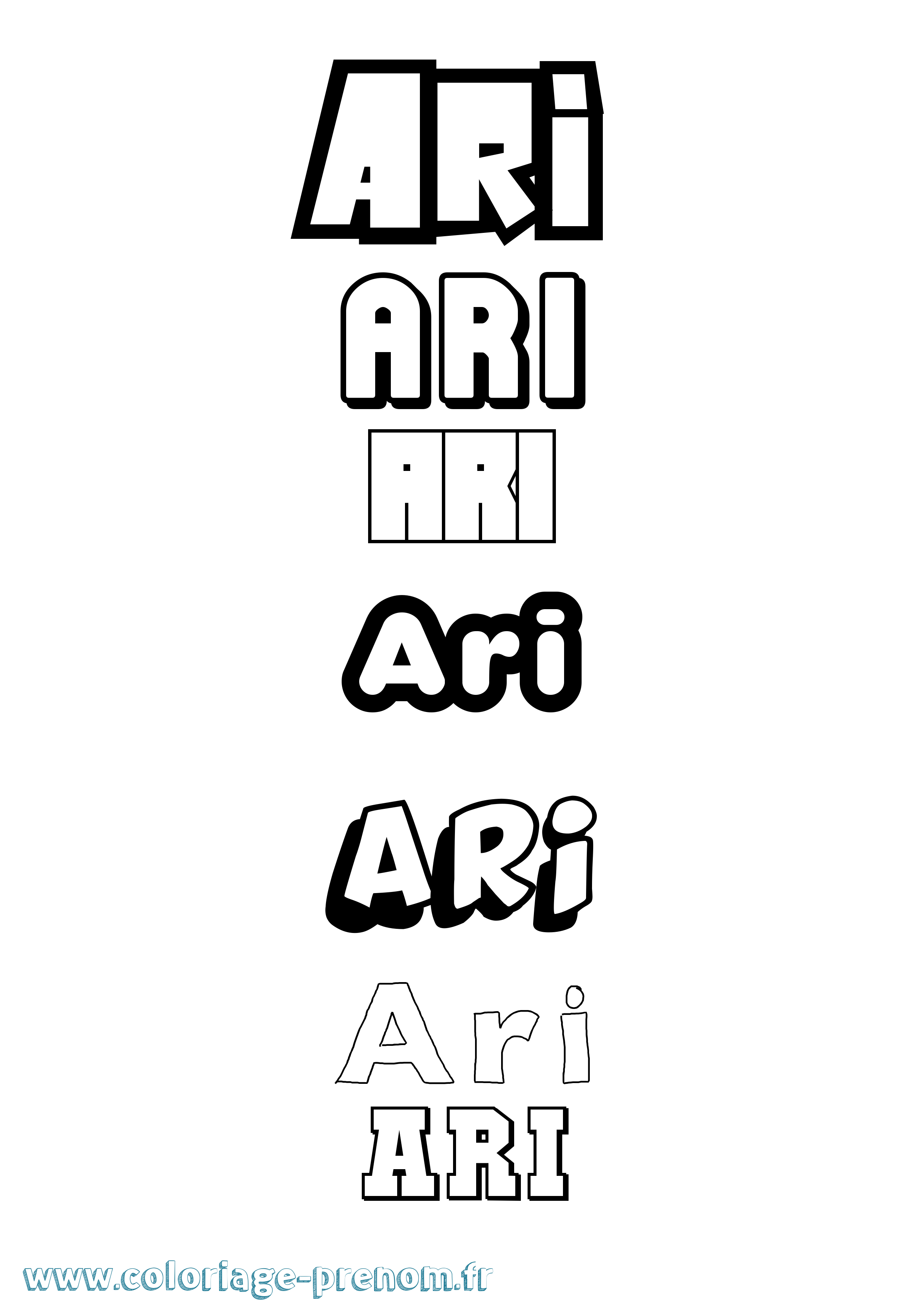 Coloriage prénom Ari Simple