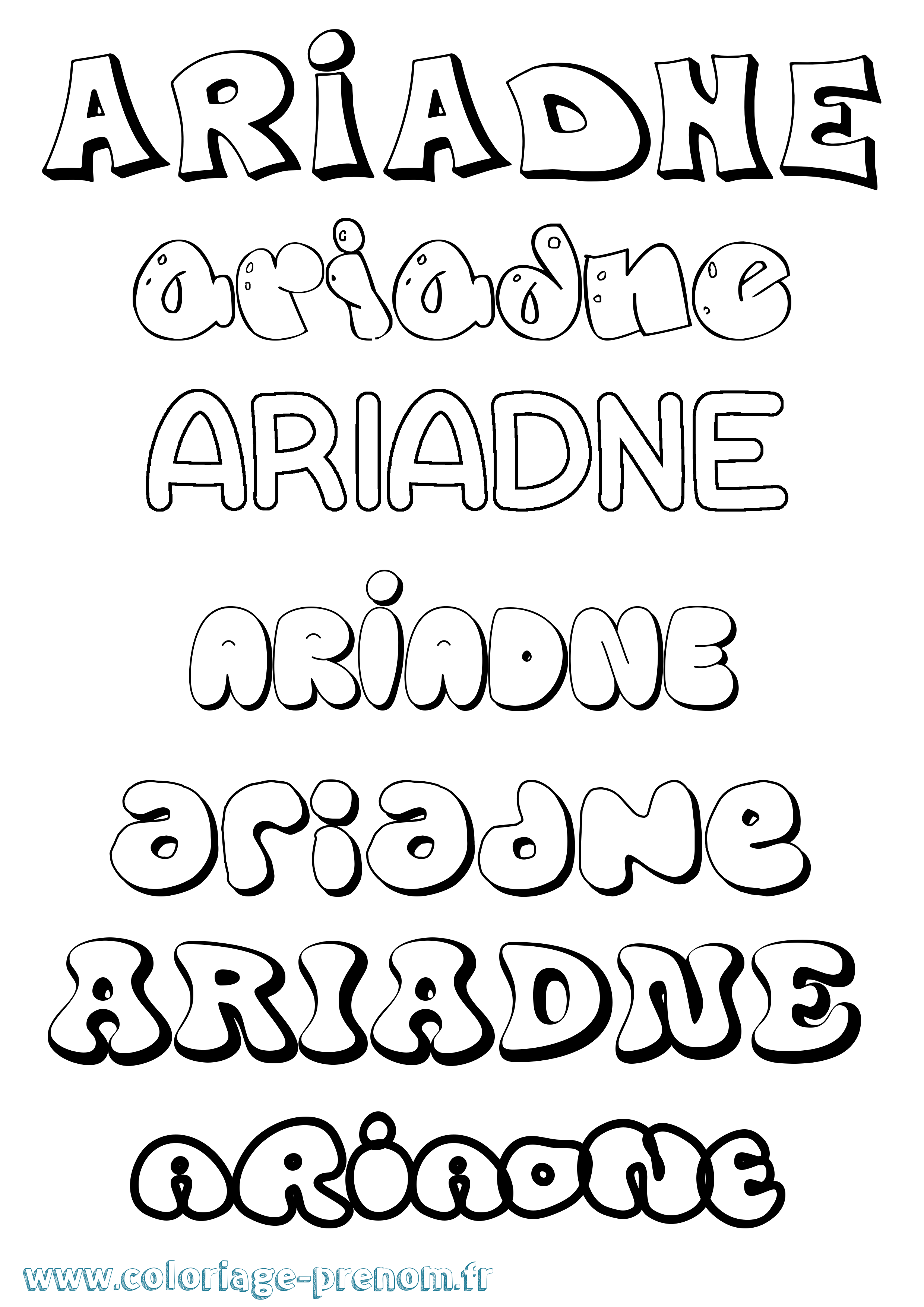 Coloriage prénom Ariadne Bubble