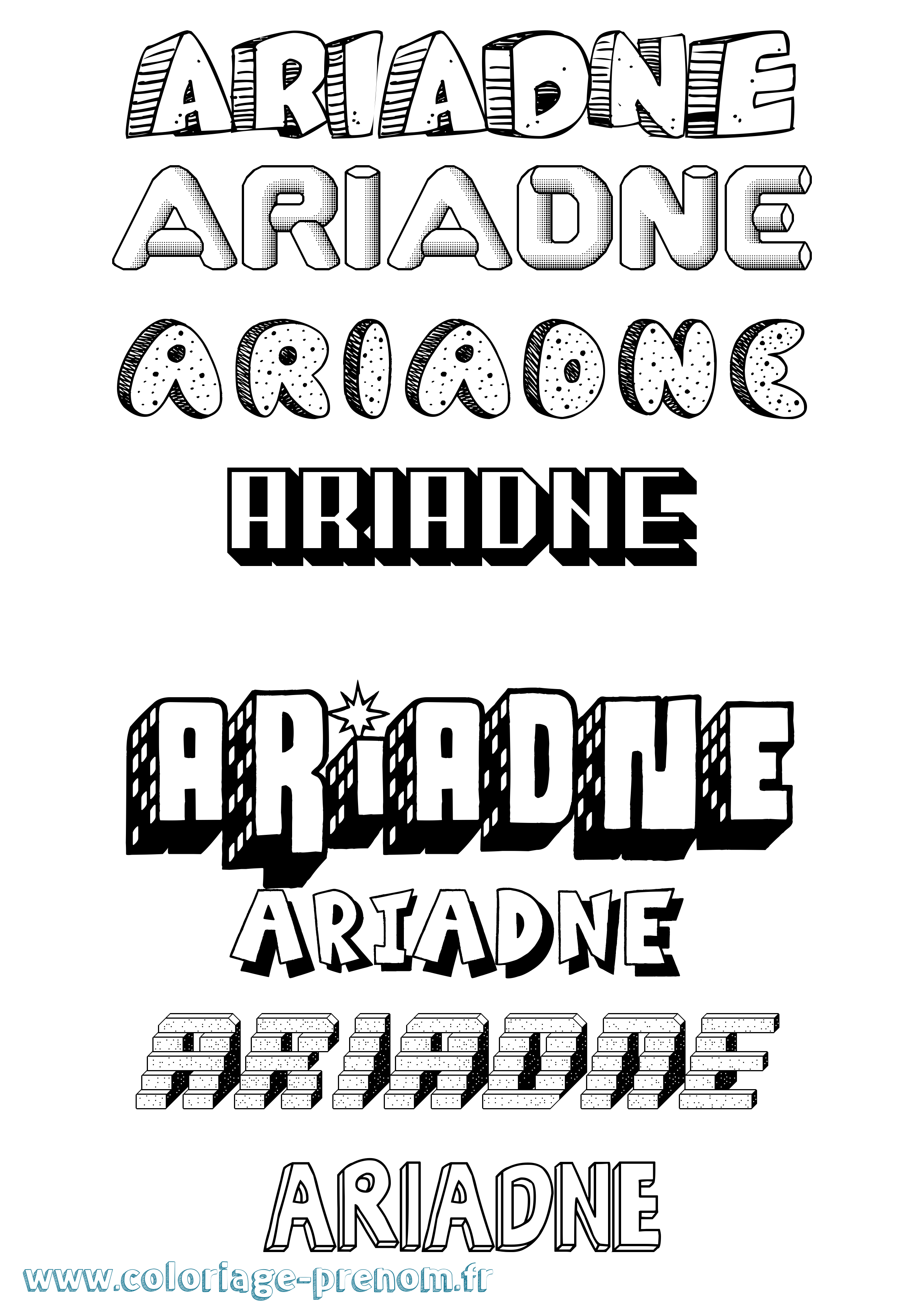 Coloriage prénom Ariadne Effet 3D