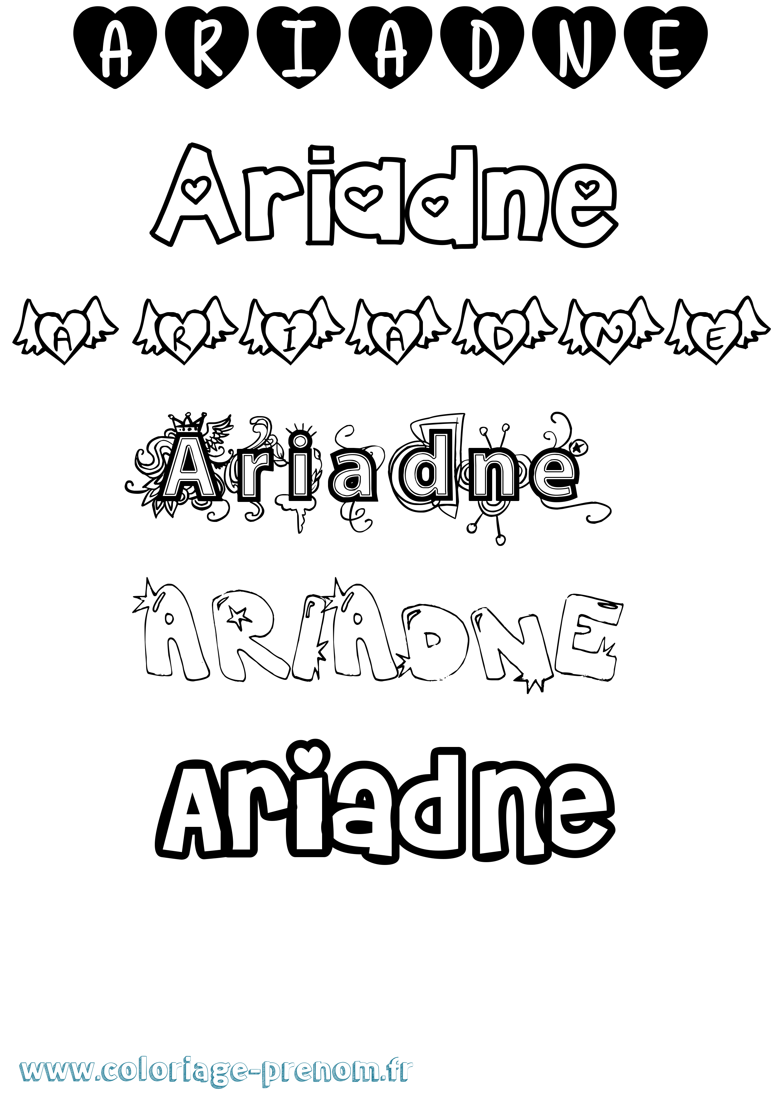 Coloriage prénom Ariadne Girly