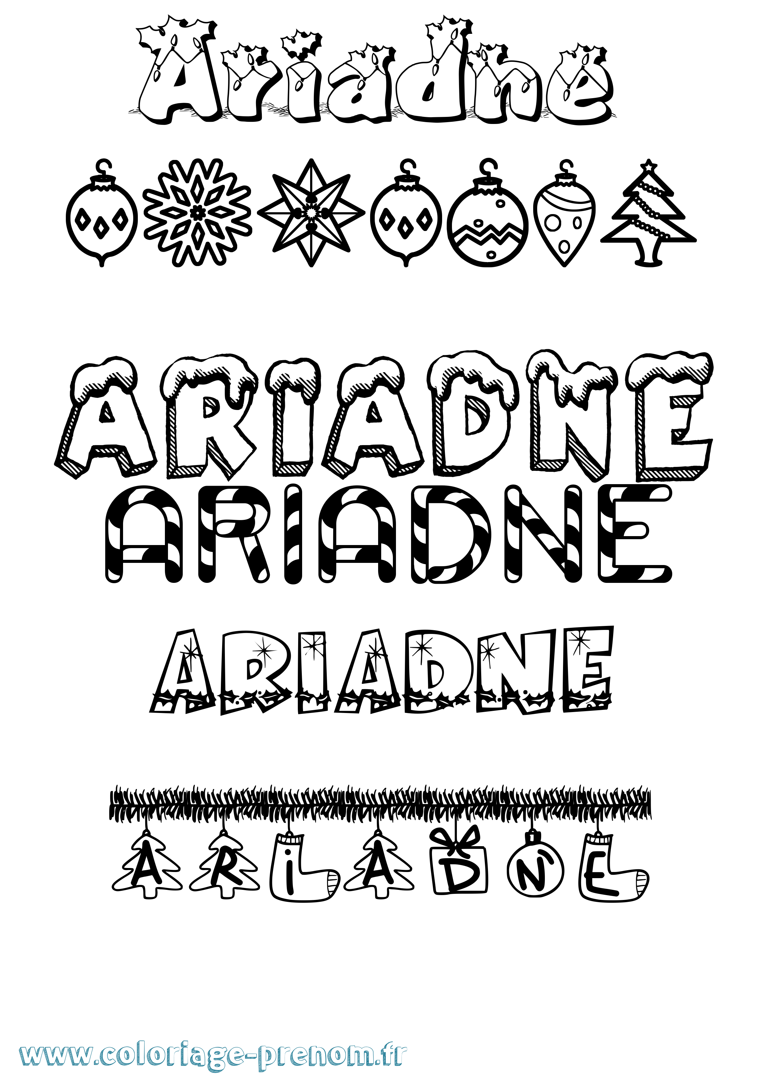 Coloriage prénom Ariadne Noël