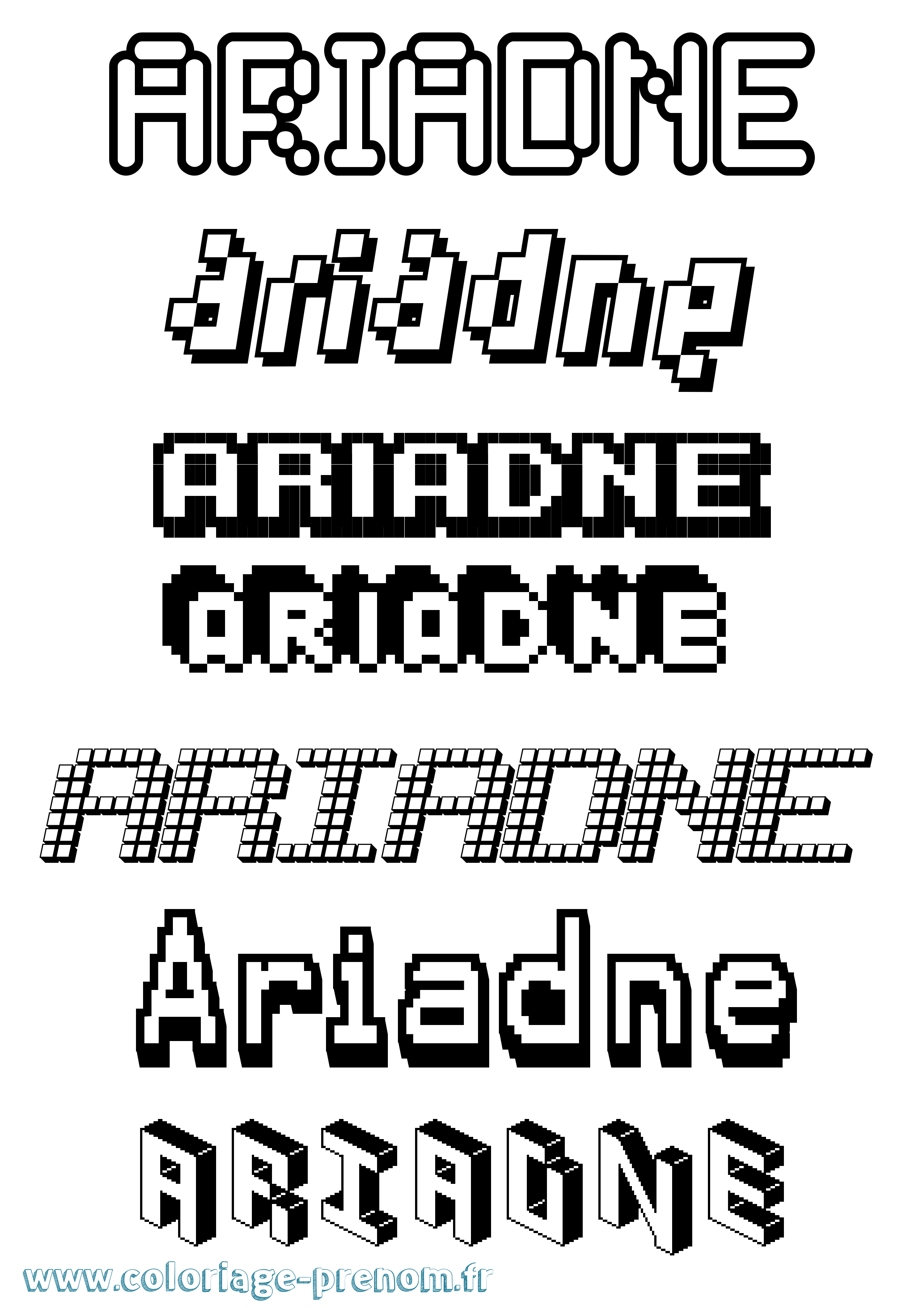 Coloriage prénom Ariadne Pixel